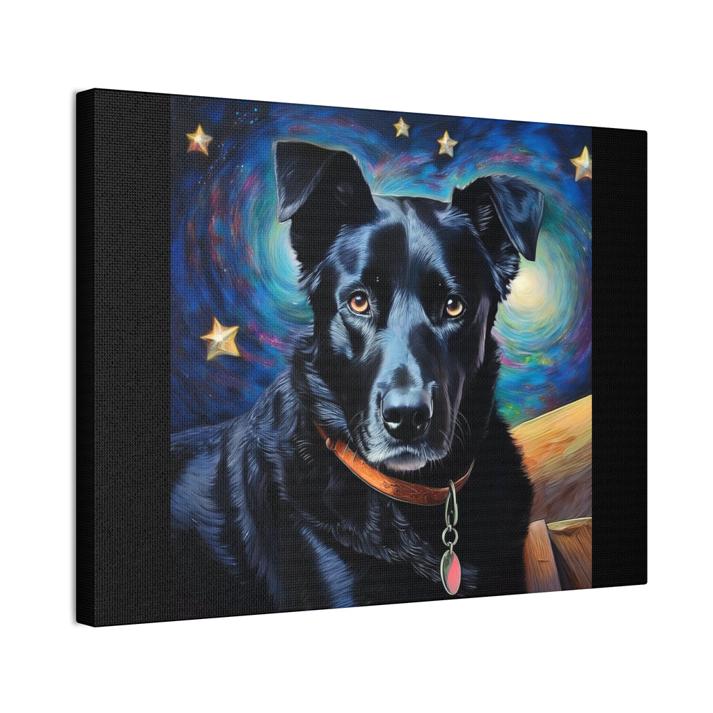 Black Shepherd Lab Stary Night Cavas Painting