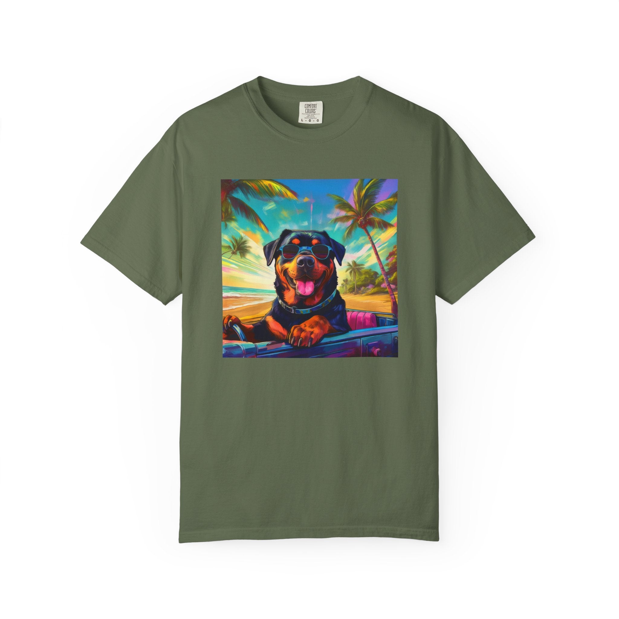 Rottweiler Beach Drive Unisex Garment-Dyed T-shirt