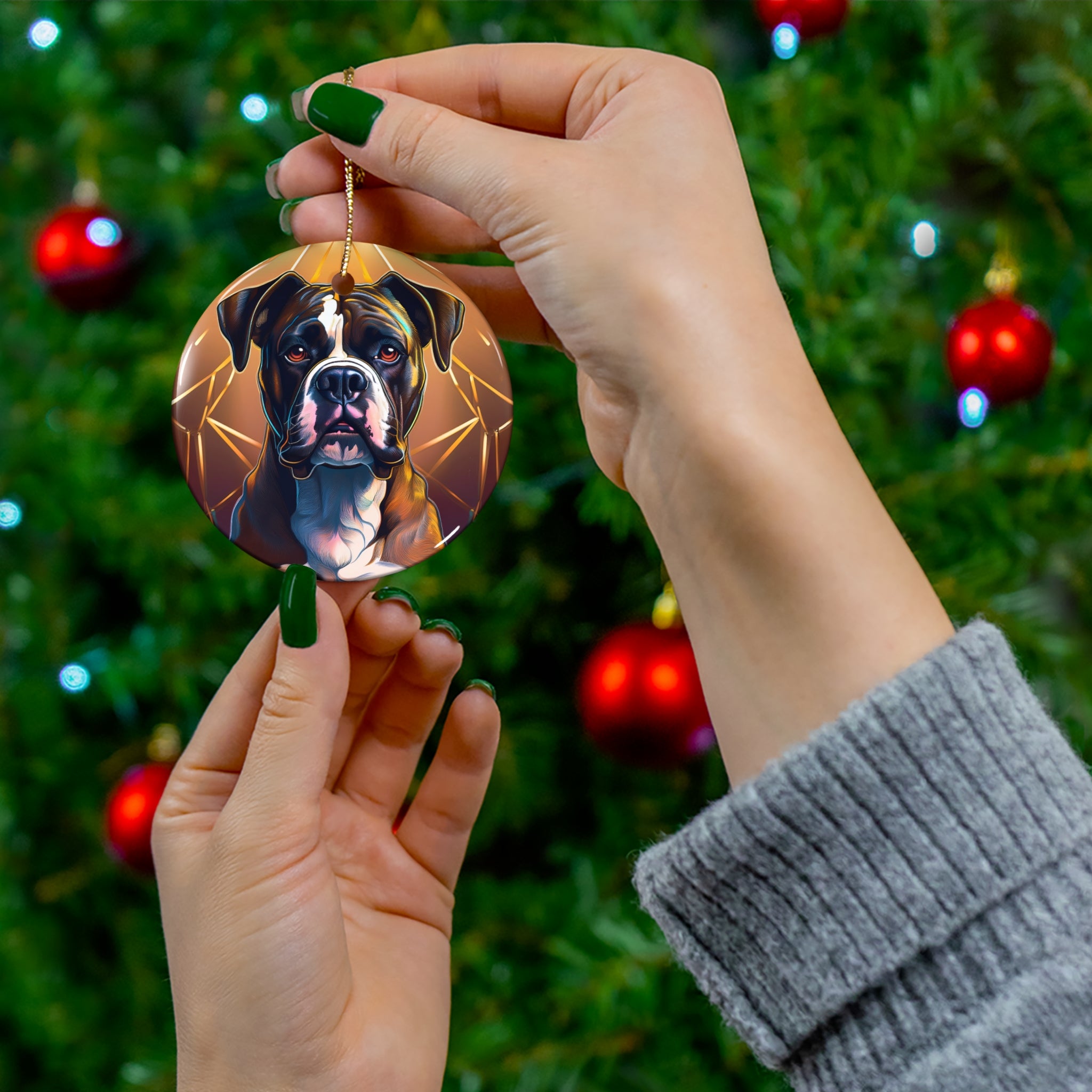 Brindle Gold Boxer Ceramic Ornament