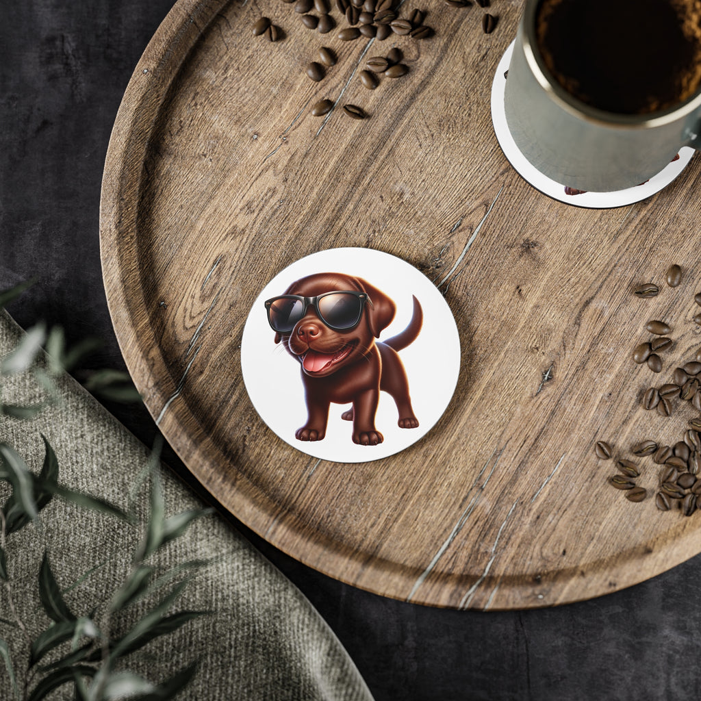 Chocolate Lab w/ sunglasses Coasters