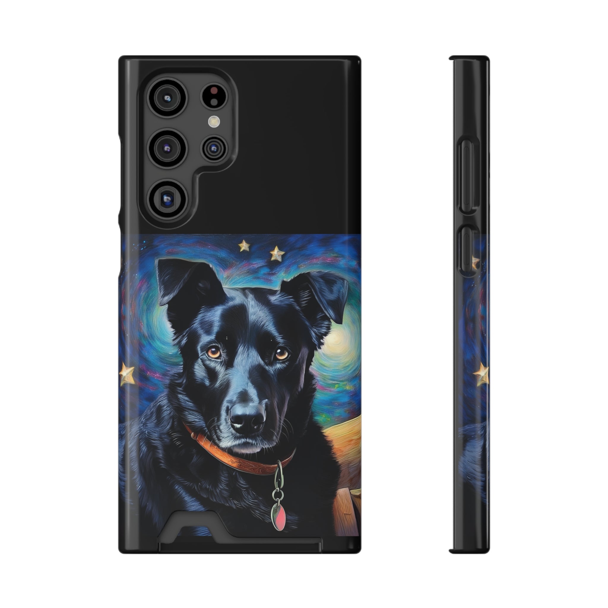 Black Shepherd Lab Stary Night Phone Case with Card Holder