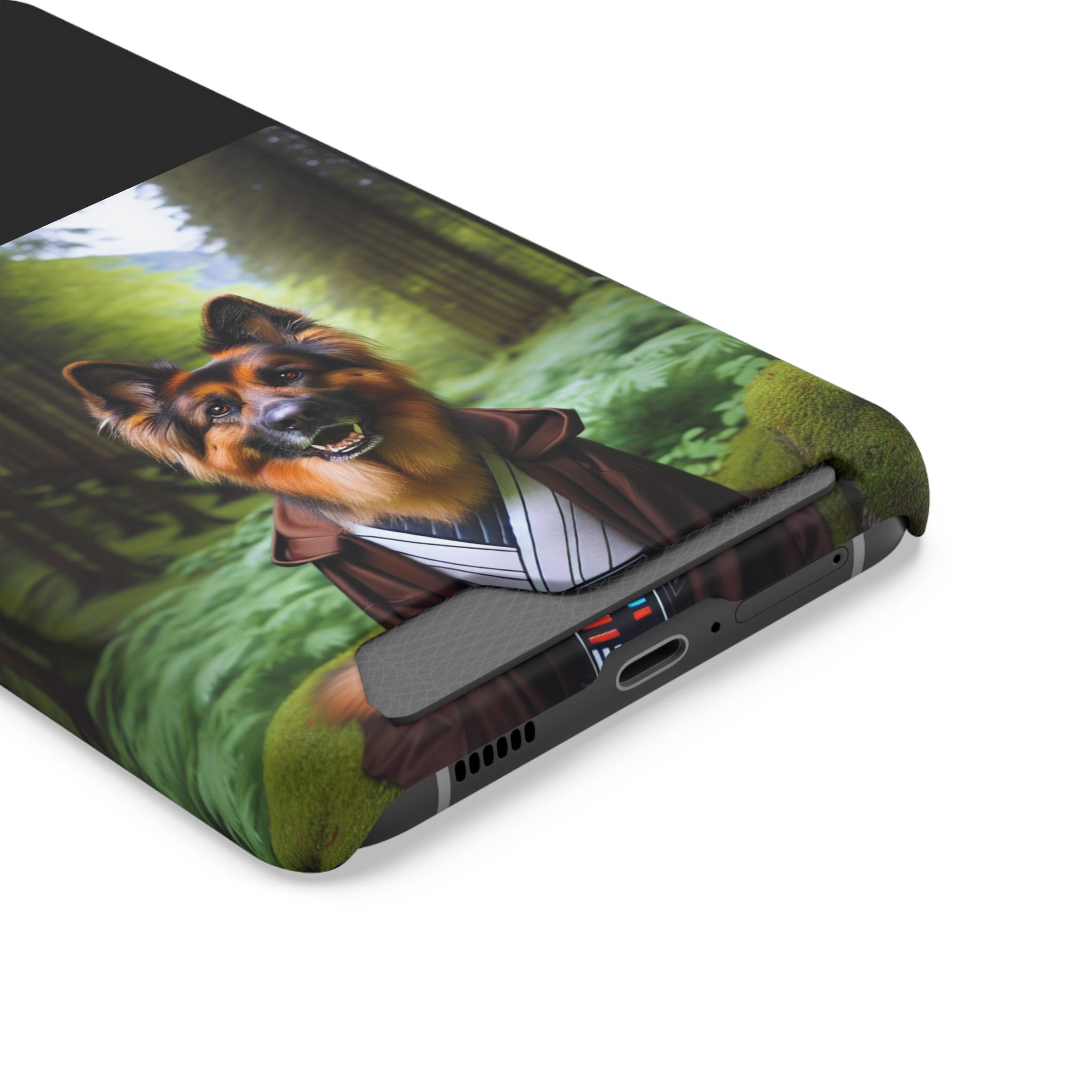 German Shepherd Forest Night Phone Case with Card Holder