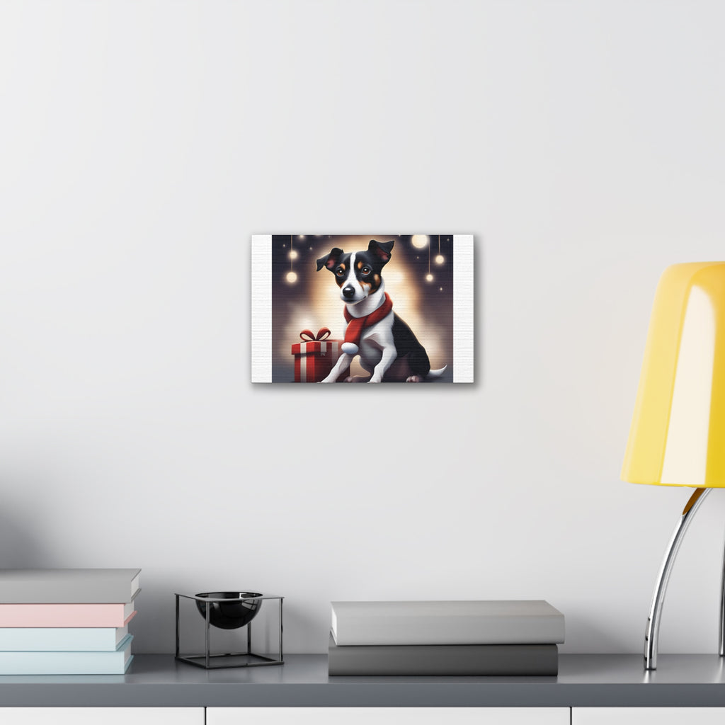 Jack Russel Holiday Canvas Stretched, 0.75"