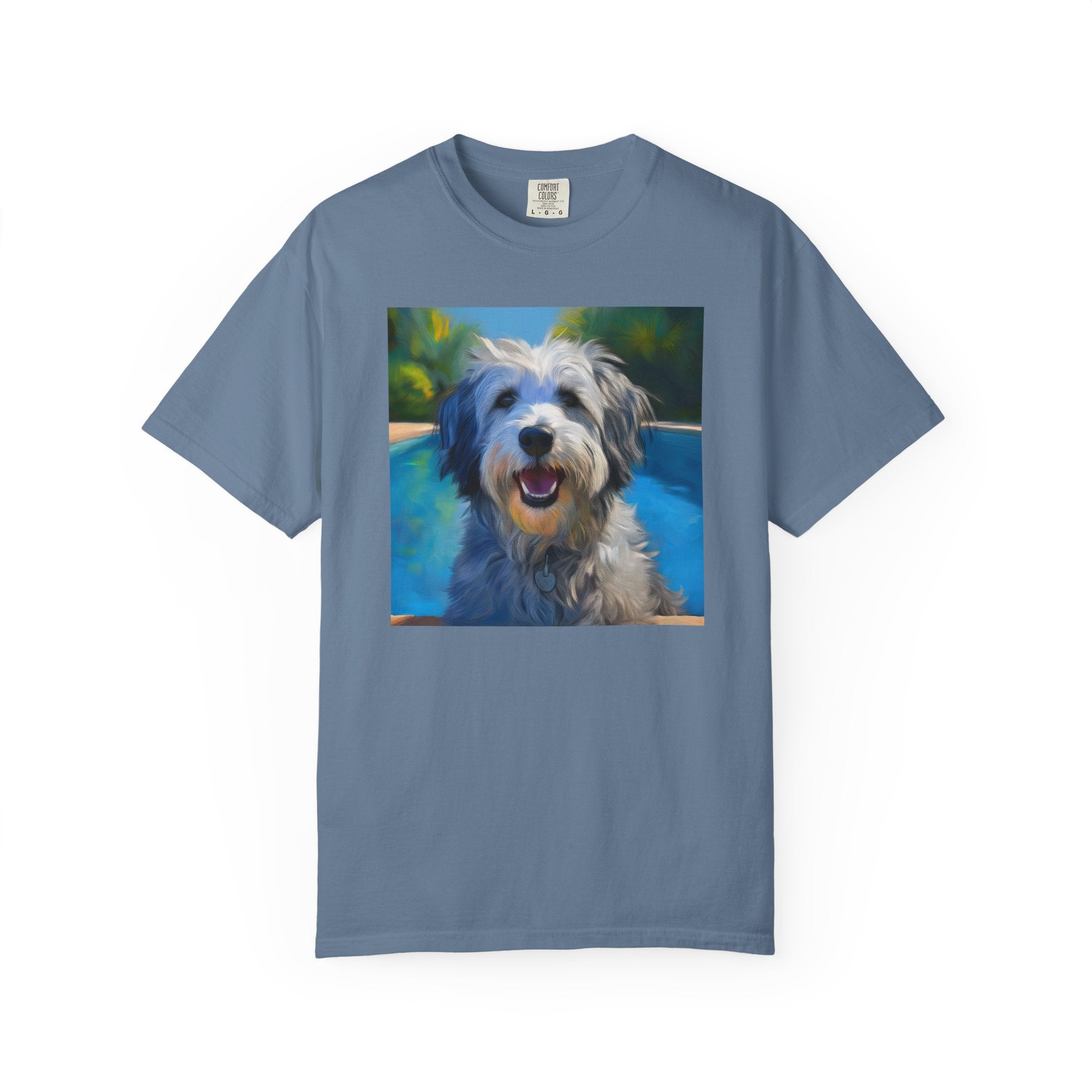 Grey Shaggy Dog Poolside Unisex Garment-Dyed T-shirt