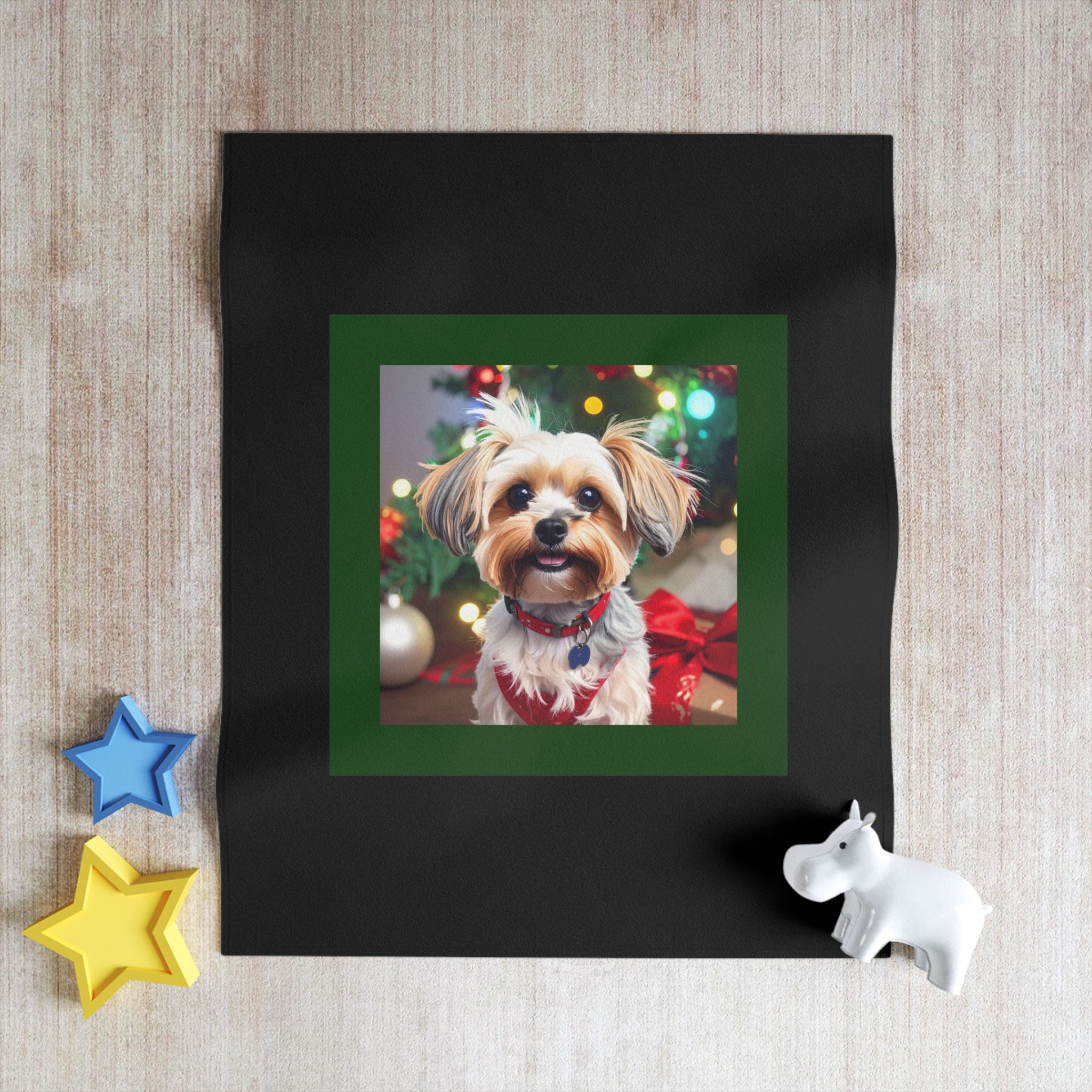 Yorkie Holiday Throw Blanket
