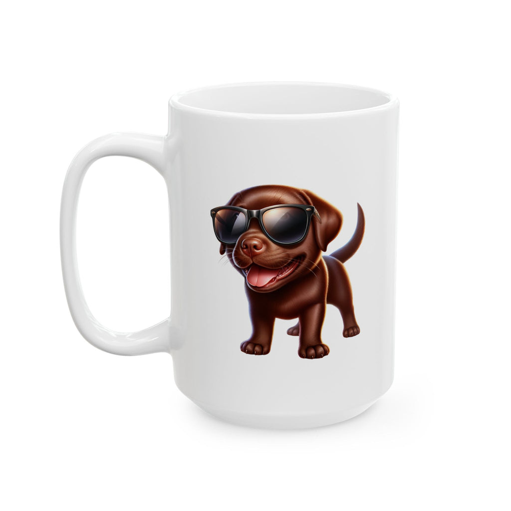 Chocolate Lab w/ sunglasses Ceramic Mug, (11oz, 15oz)