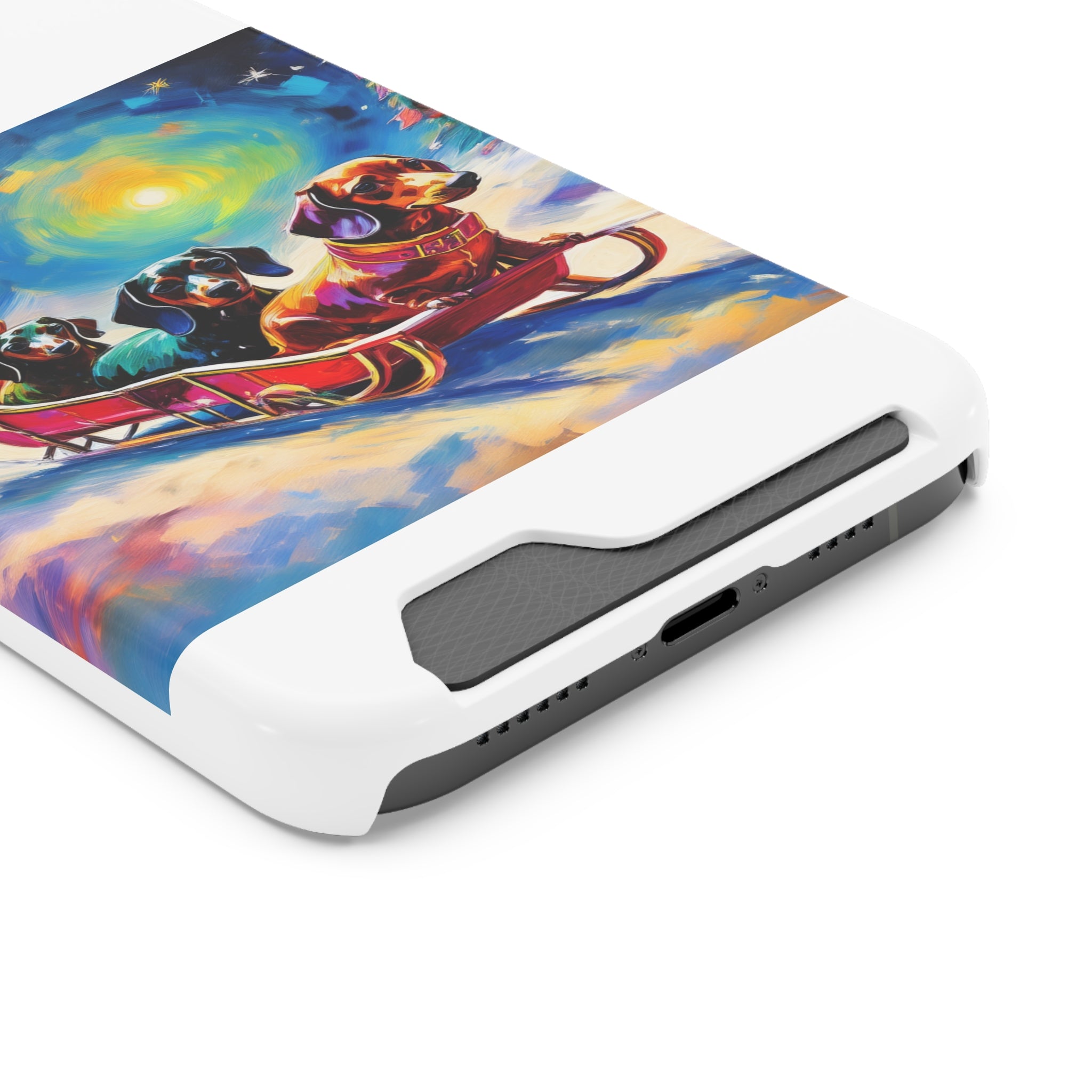 Dachshund Night Sleighride Phone Case with Card Holder