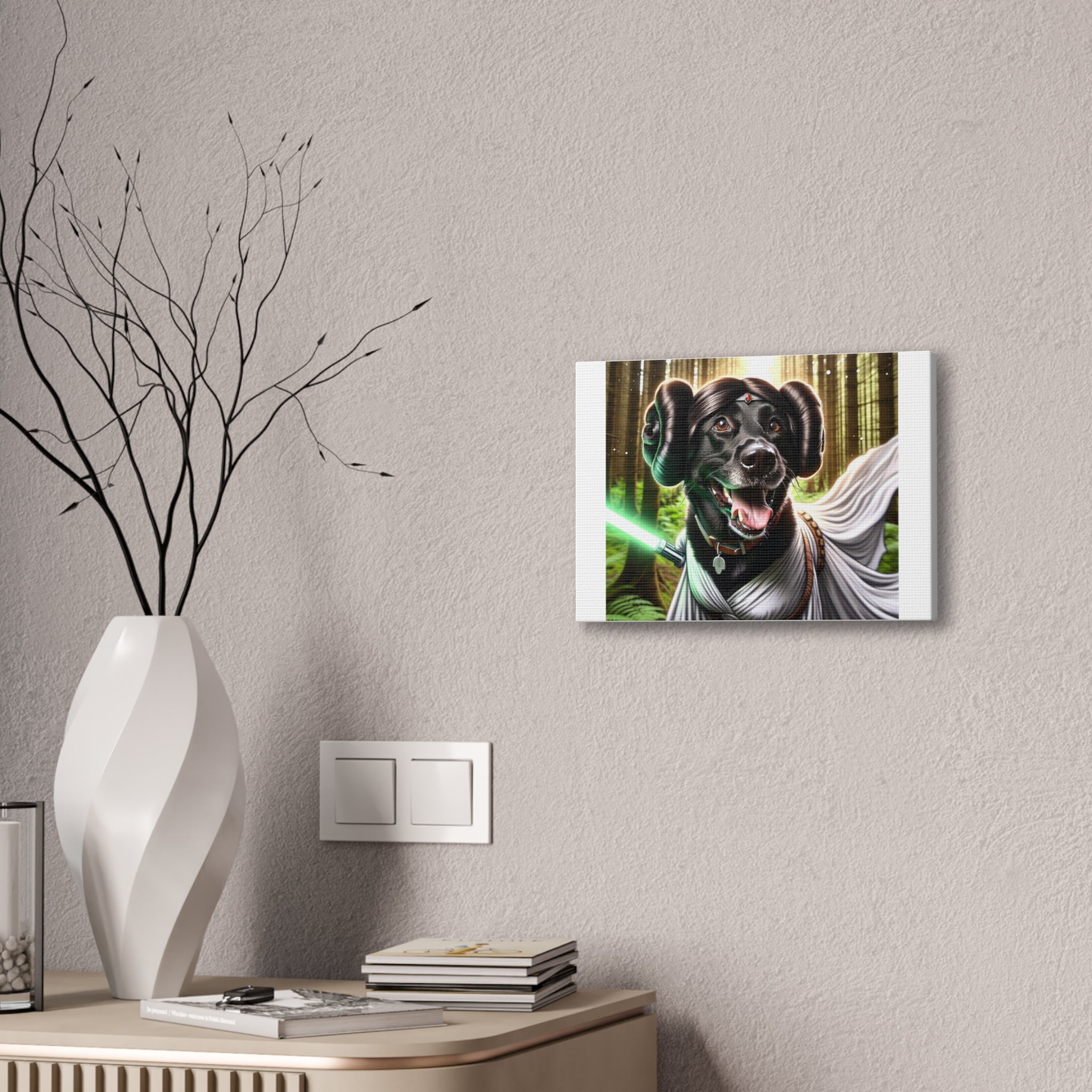 Black Lab Galaxy Princess Canvas Stretched, 0.75"