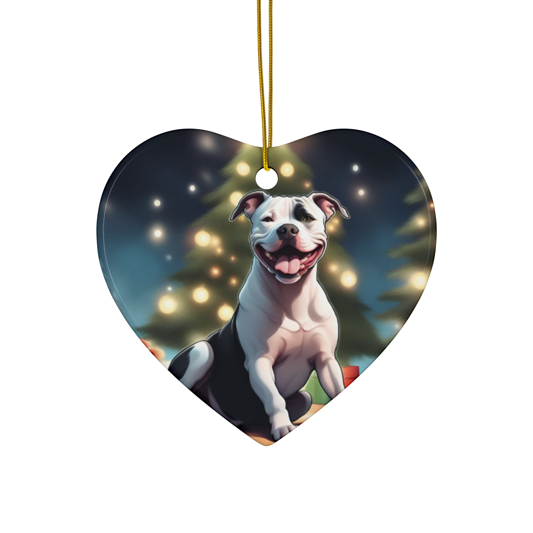 Pit Bull Holiday Ceramic Ornament