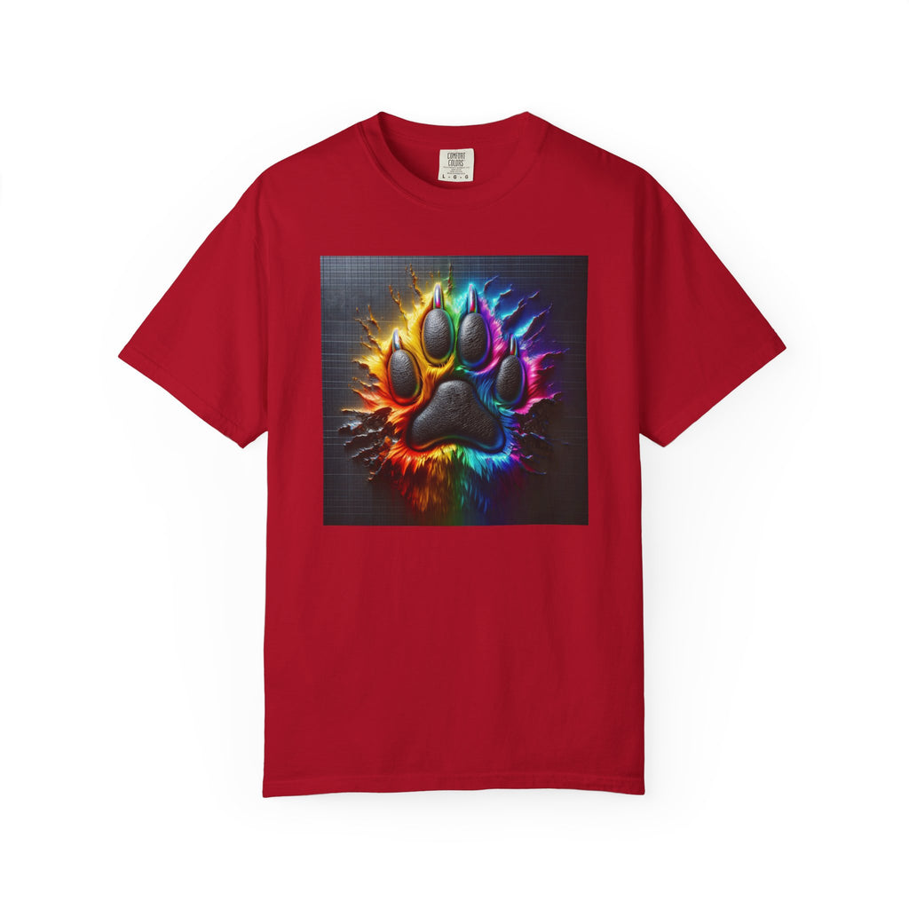 Electric Rainbow Dog Paw Unisex Garment-Dyed T-shirt