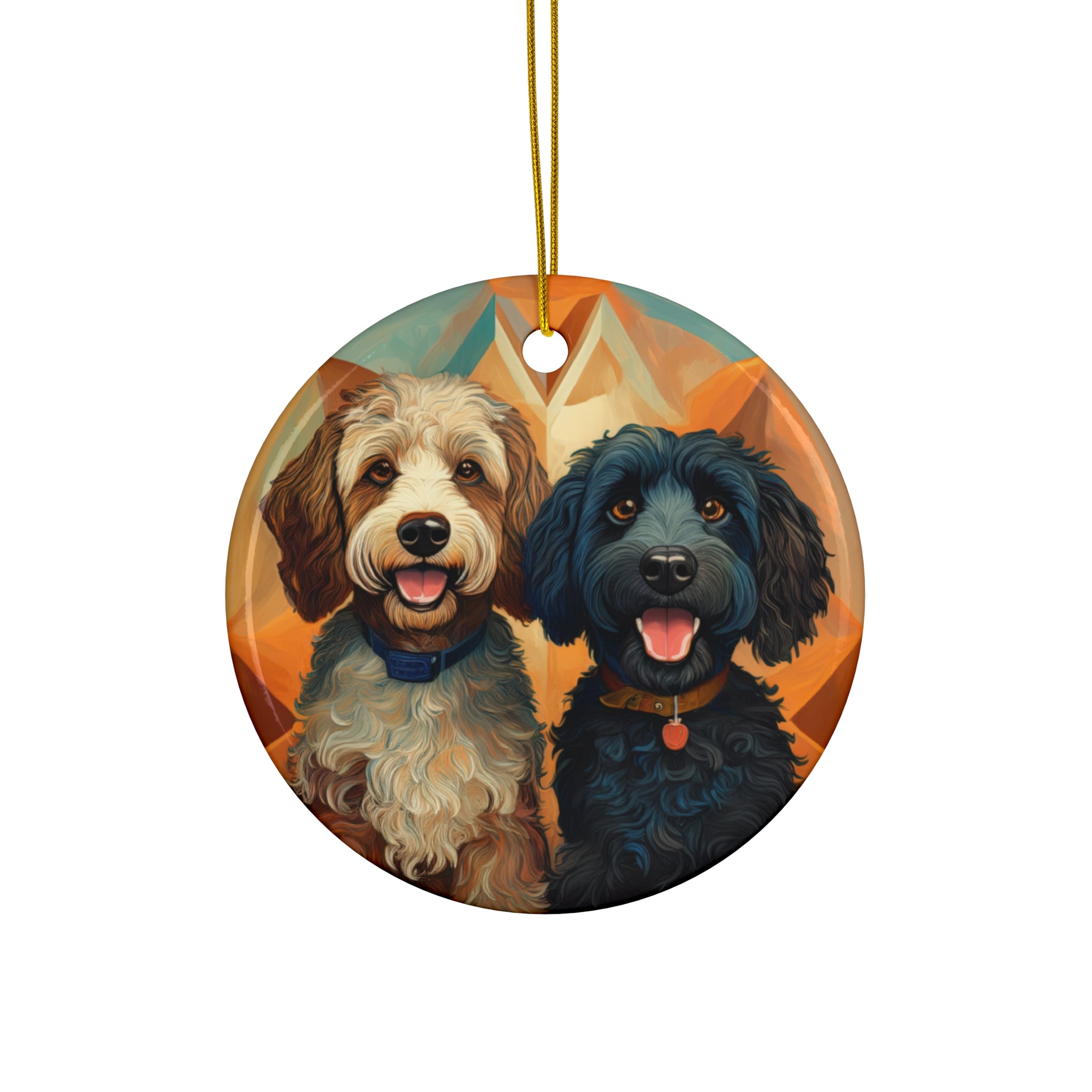 Doodles, Black & Tan Ceramic Ornament