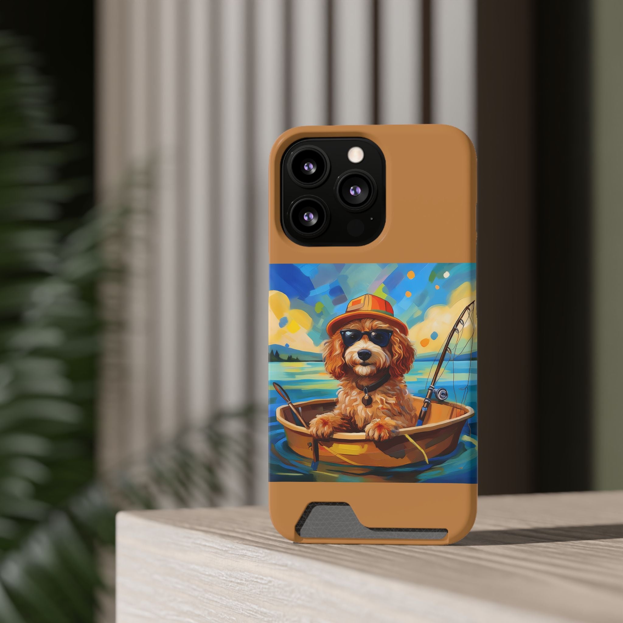 Doodle Fishing Phone Case with Card Holder