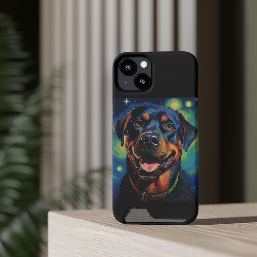 Rottweiler Stary Night Phone Case with Card Holder