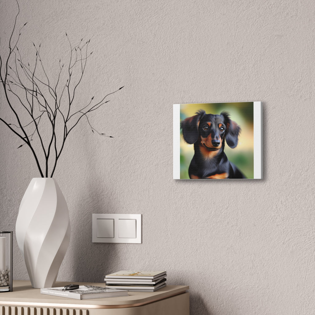 Black/Brown Dachshund Canvas Stretched, 0.75"