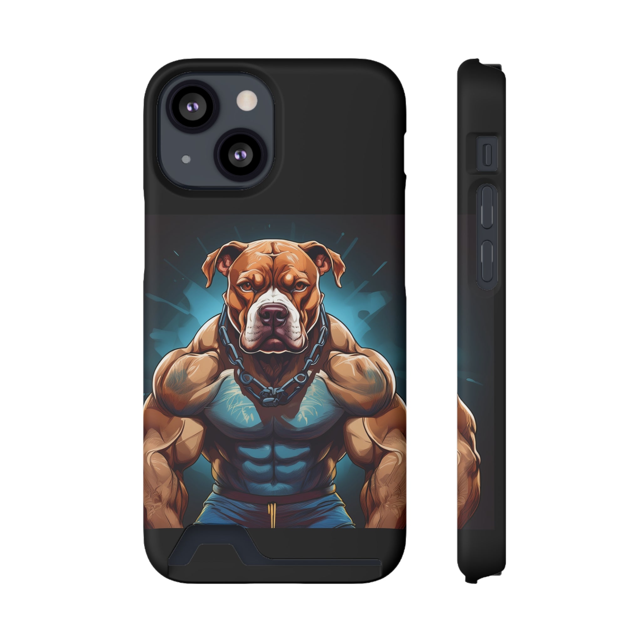 Pitbull Body Builder Phone Case with Card Holder