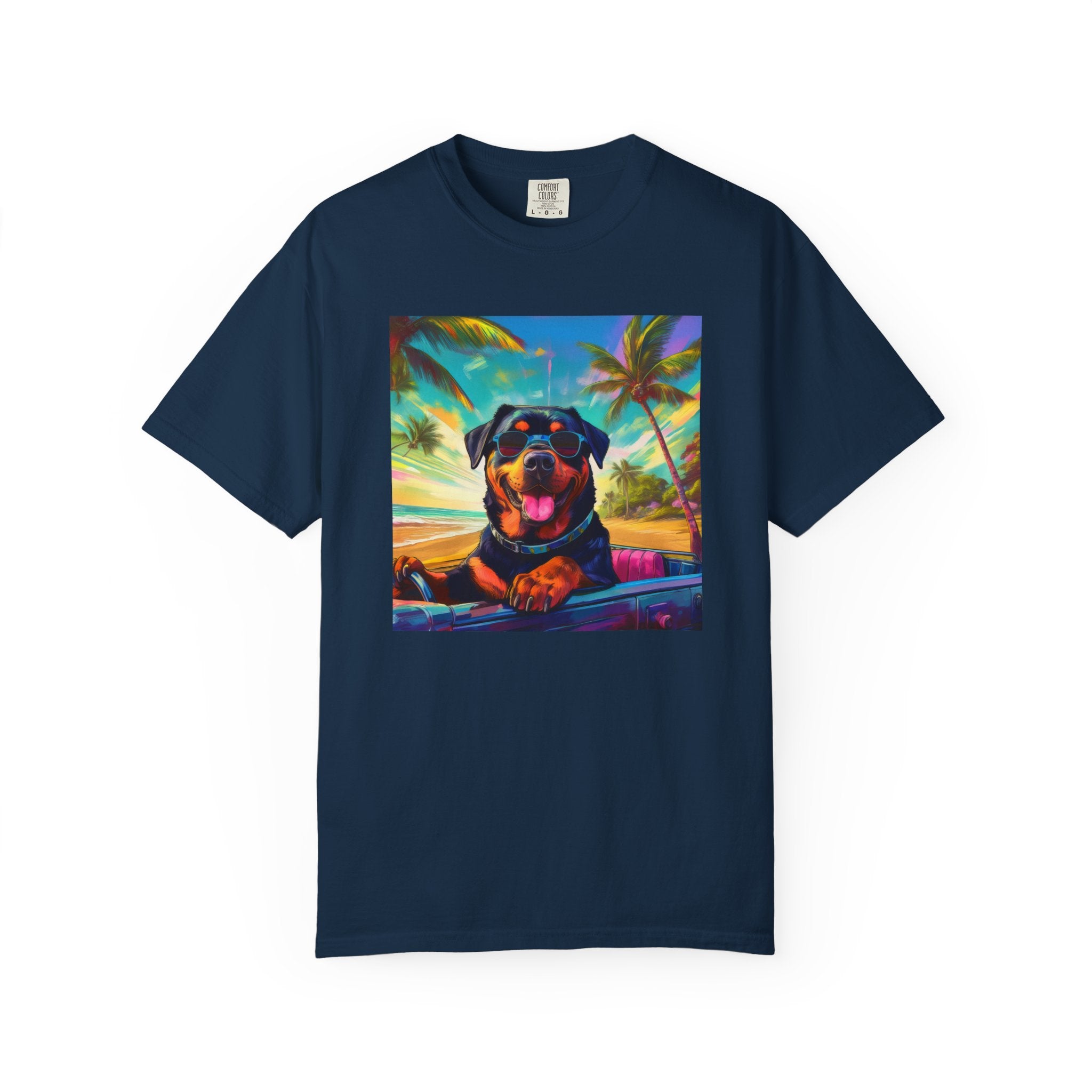 Rottweiler Beach Drive Unisex Garment-Dyed T-shirt