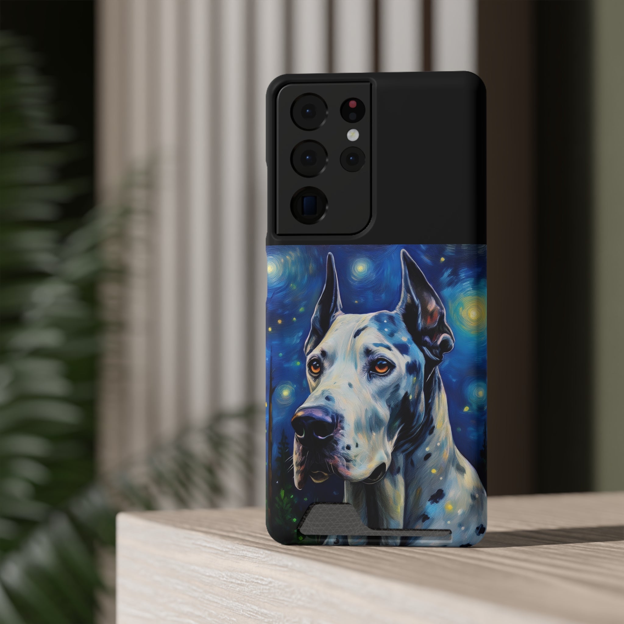Great Dane Stary Night Phone Case with Card Holder