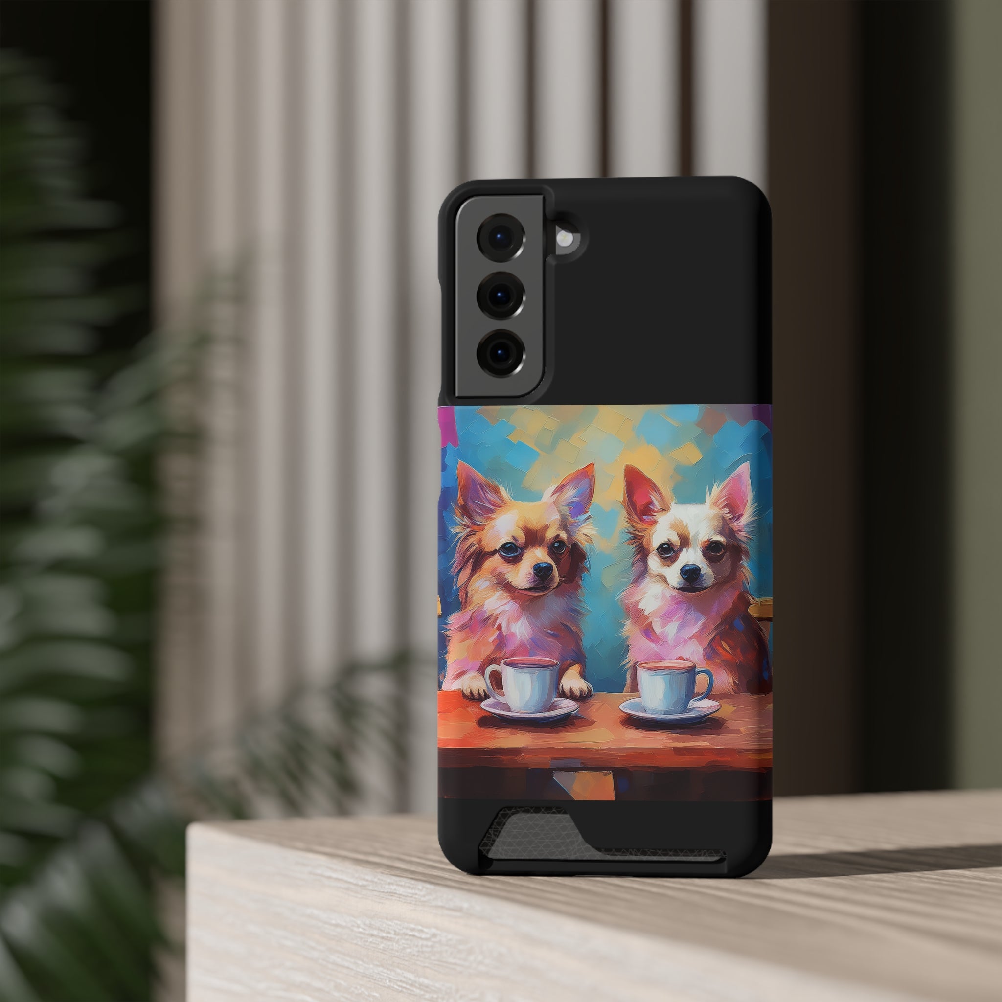 Cafe con Chihuahua Phone Case with Card Holder
