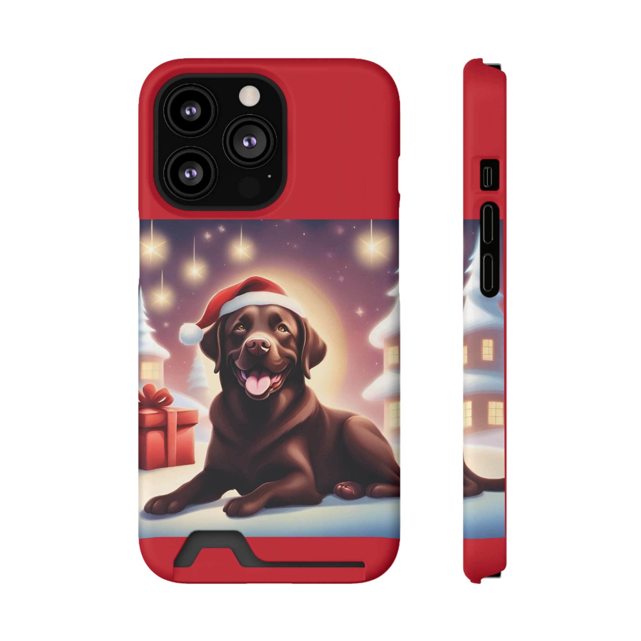 Choclate Lab Holiday Phone Case with Card Holder
