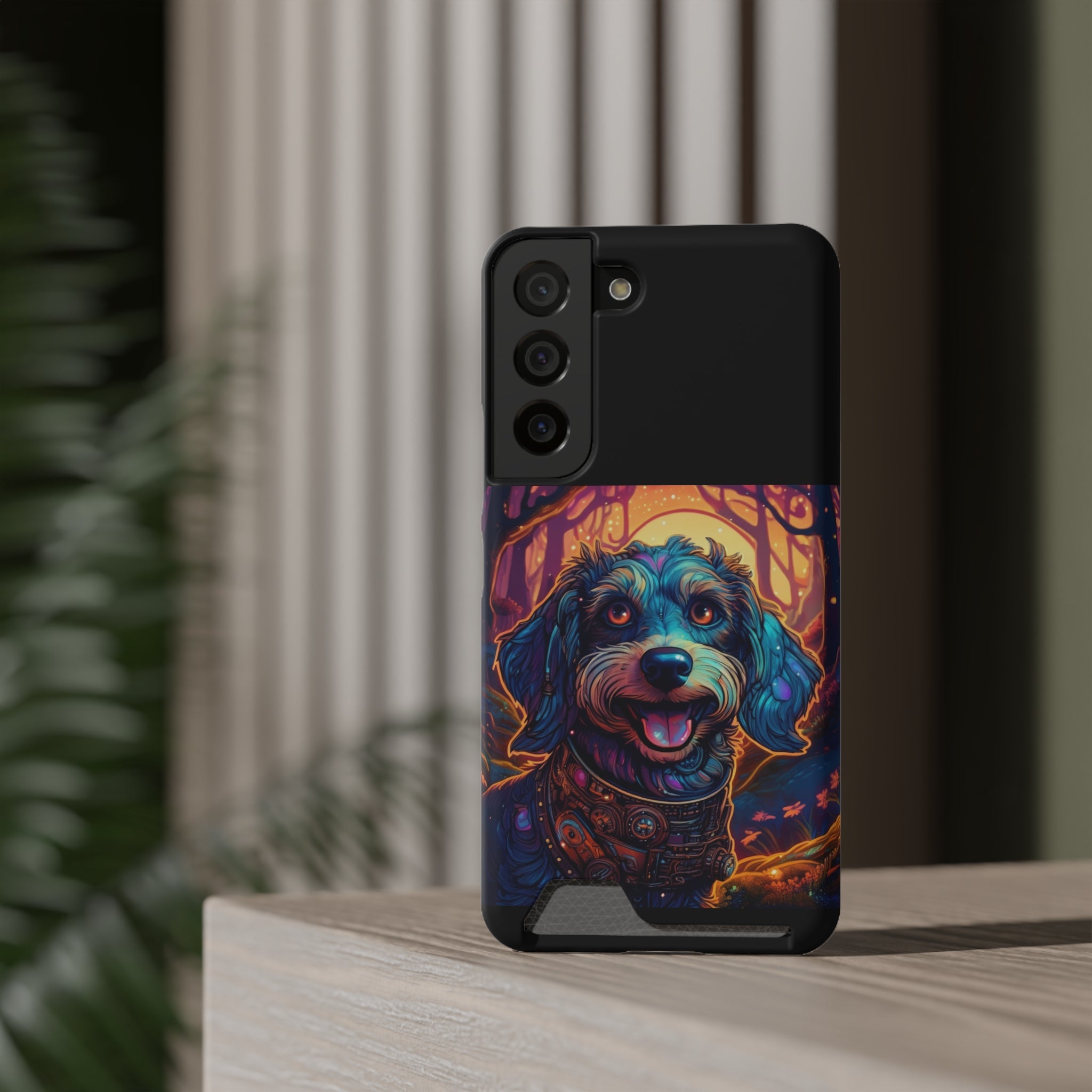 Dachshund Steampunk Phone Case with Card Holder