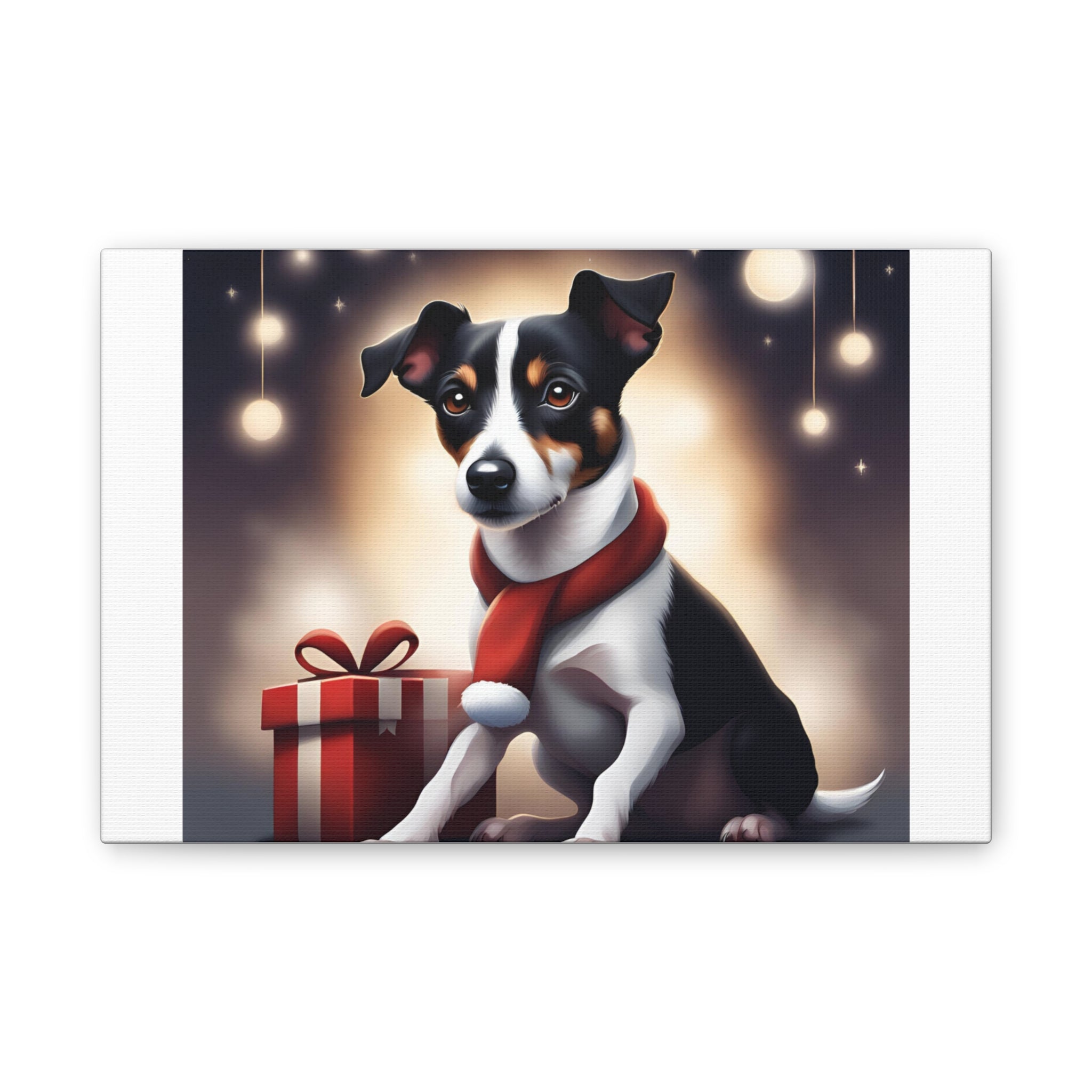 Jack Russel Holiday Canvas Stretched, 0.75"