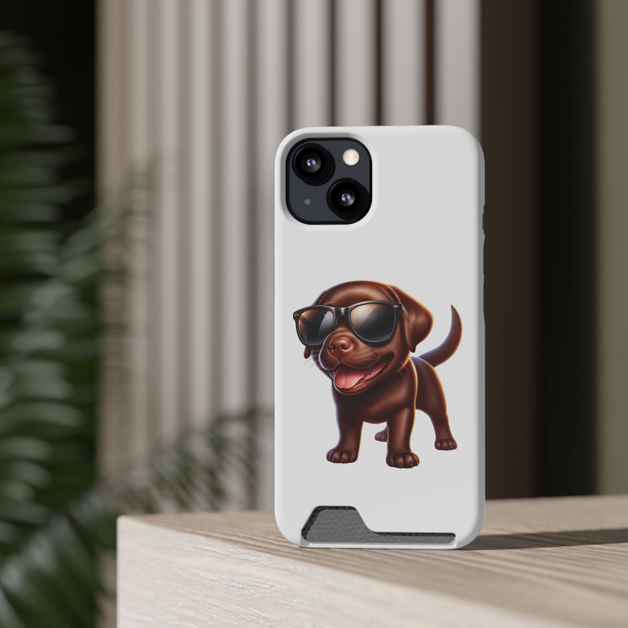Chocolate Lab with Sunglasses Phone Case with Card Holder