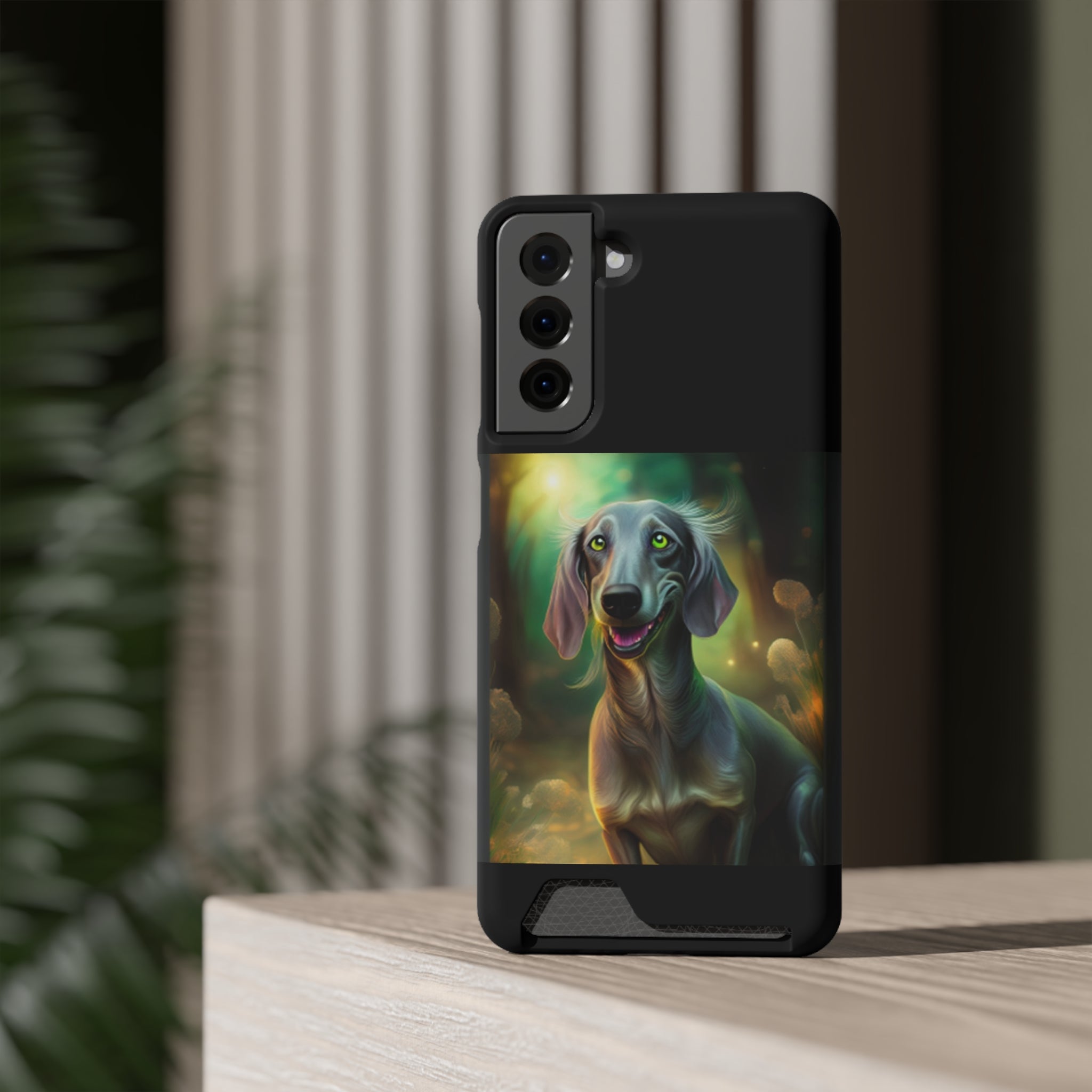 Dachshund Silver Grey Phone Case with Card Holder