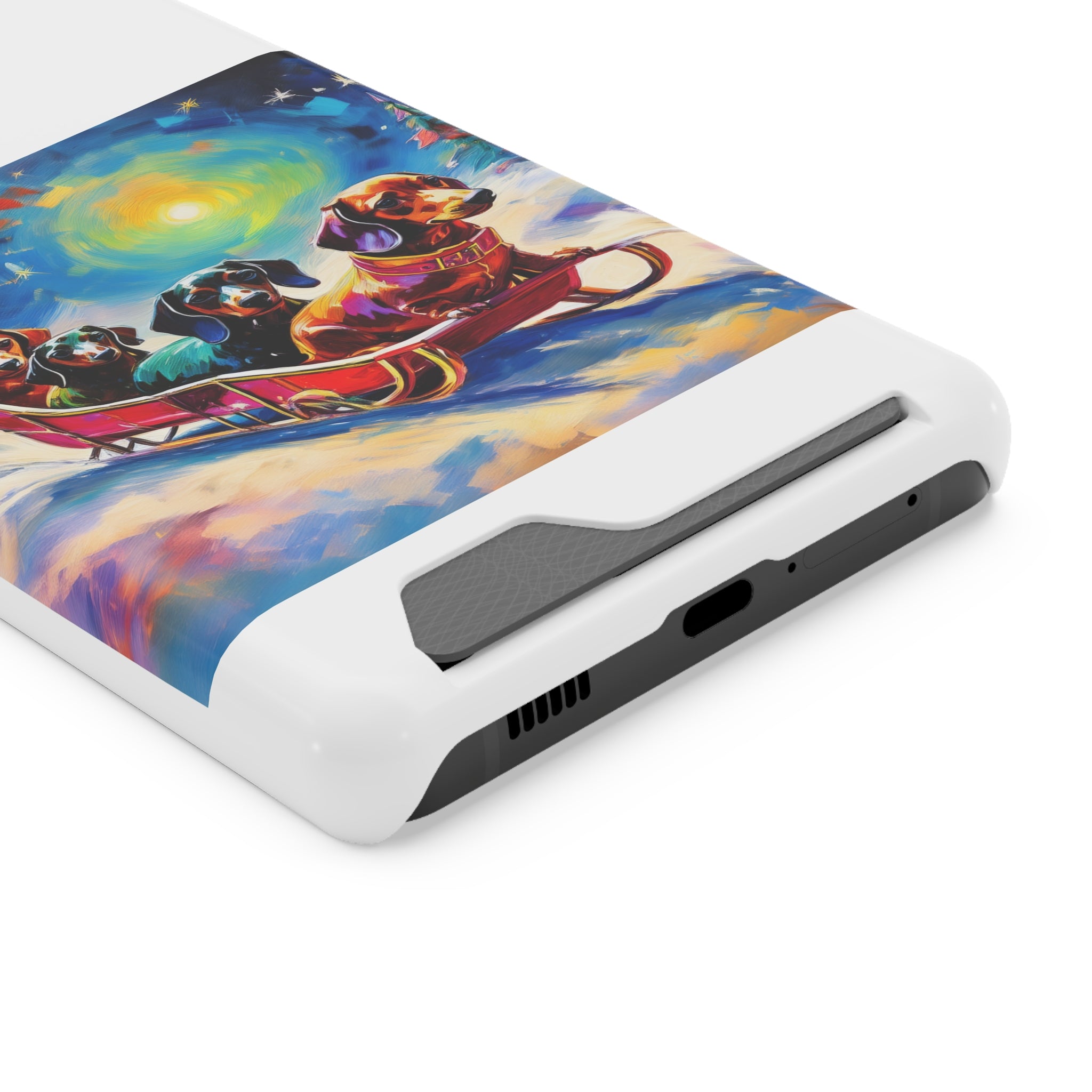 Dachshund Night Sleighride Phone Case with Card Holder