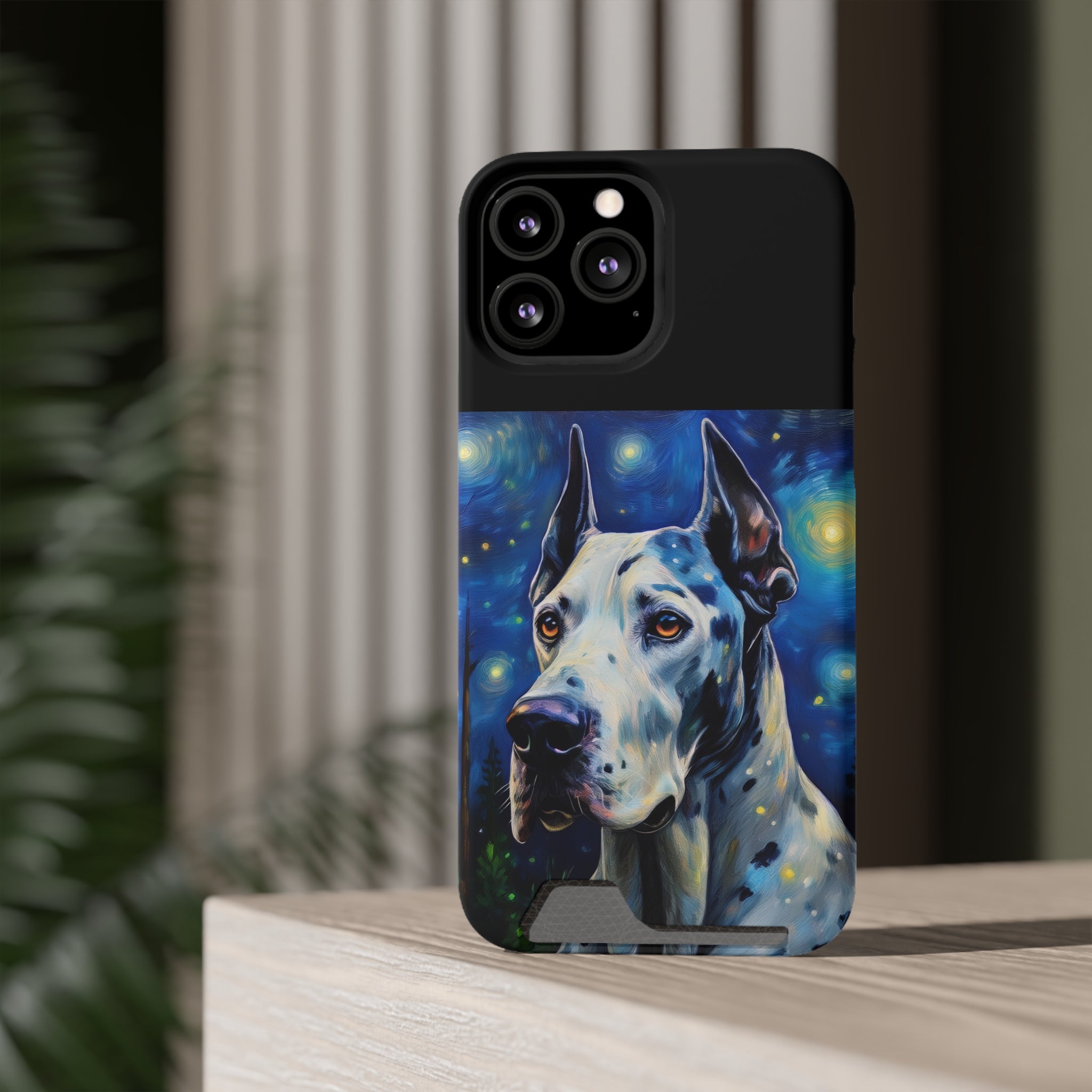 Great Dane Stary Night Phone Case with Card Holder