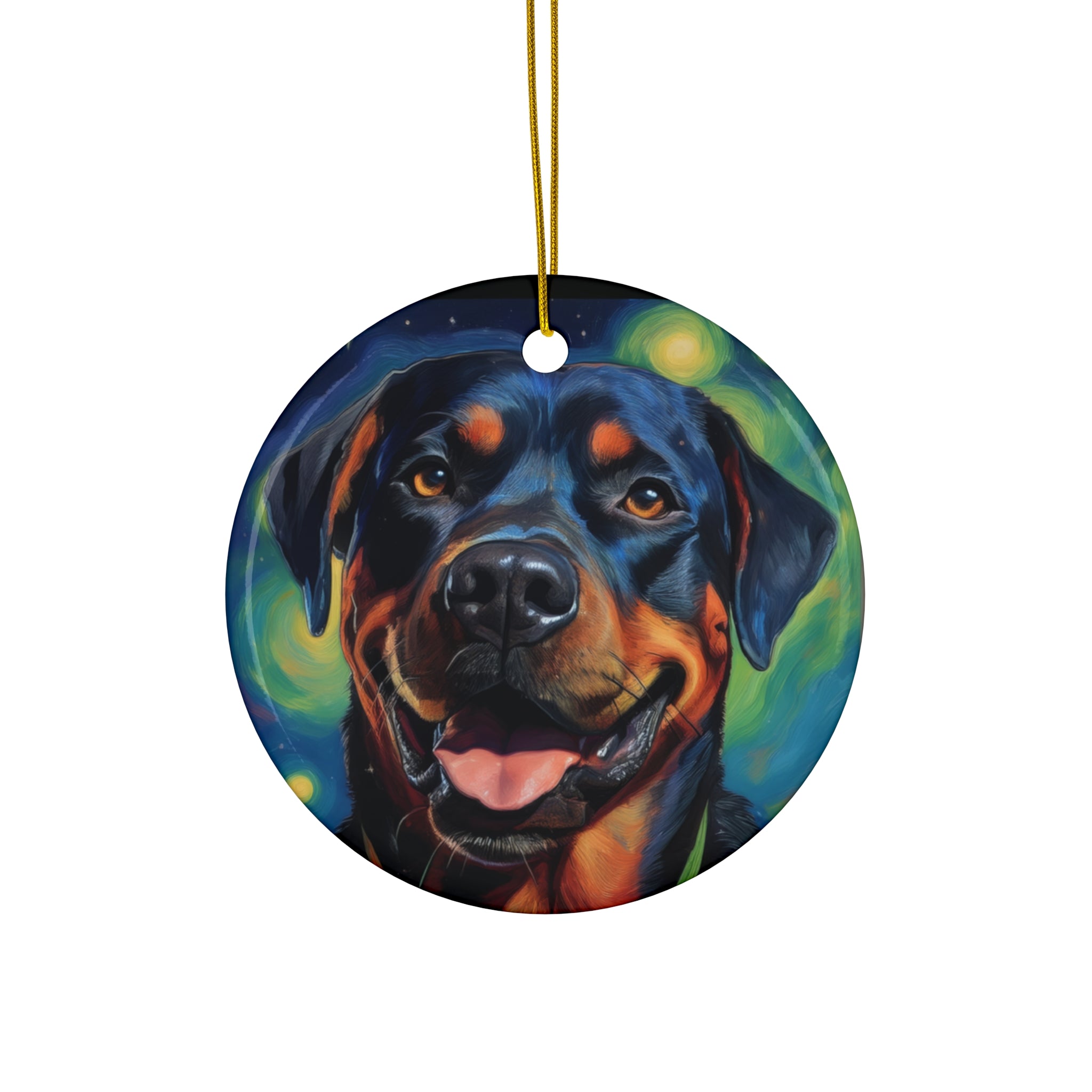 Rottweiler Stary Night Ceramic Ornament