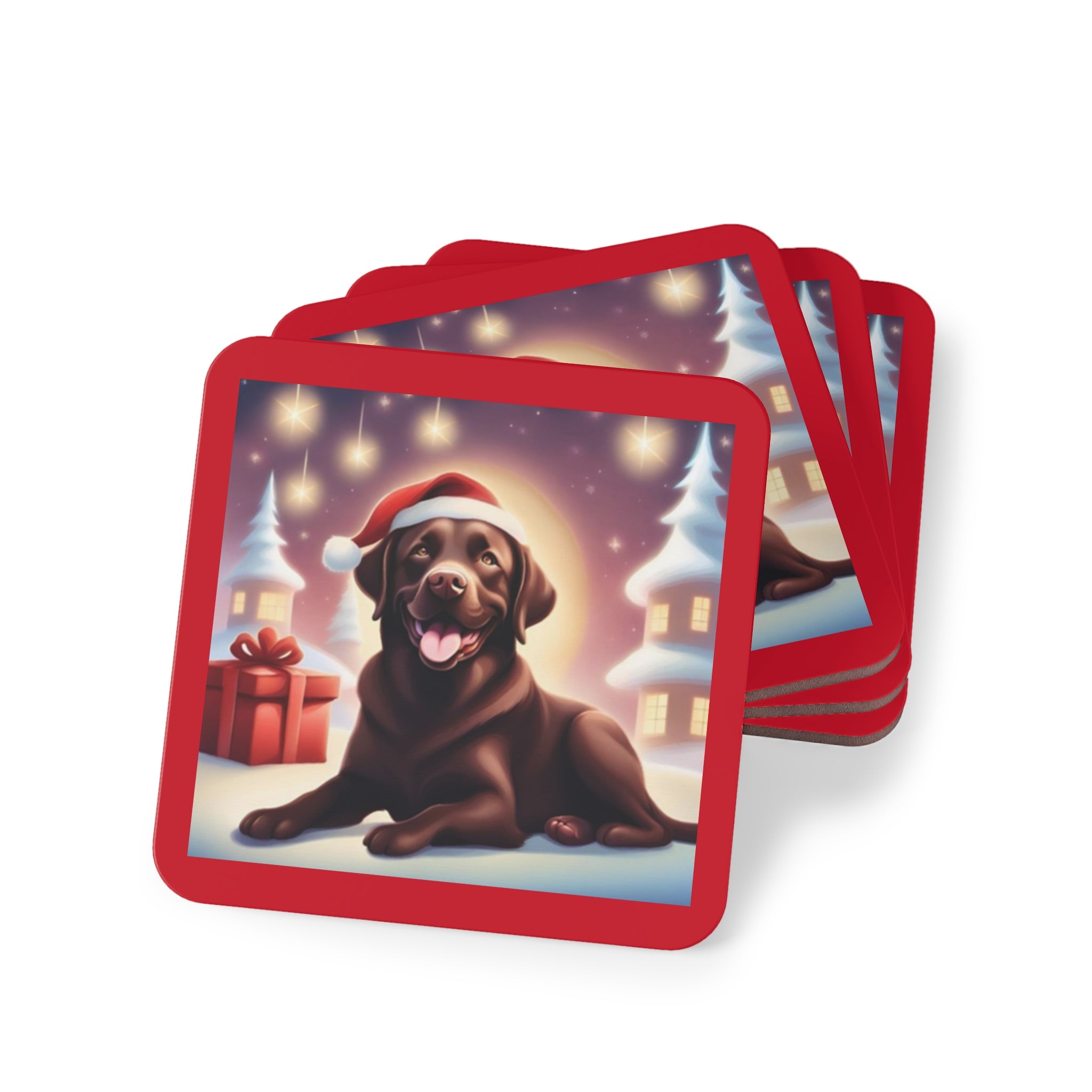 Chocolate Lab Holiday Coonhound Coasters