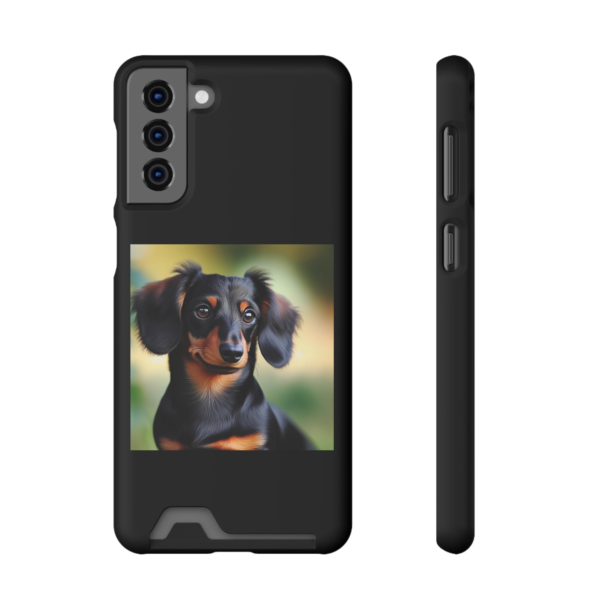 Dachshund Black and Brown Phone Case with Card Holder
