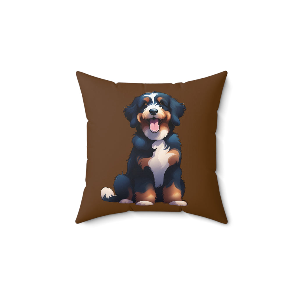 Bernedoodle Polyester Square Pillow