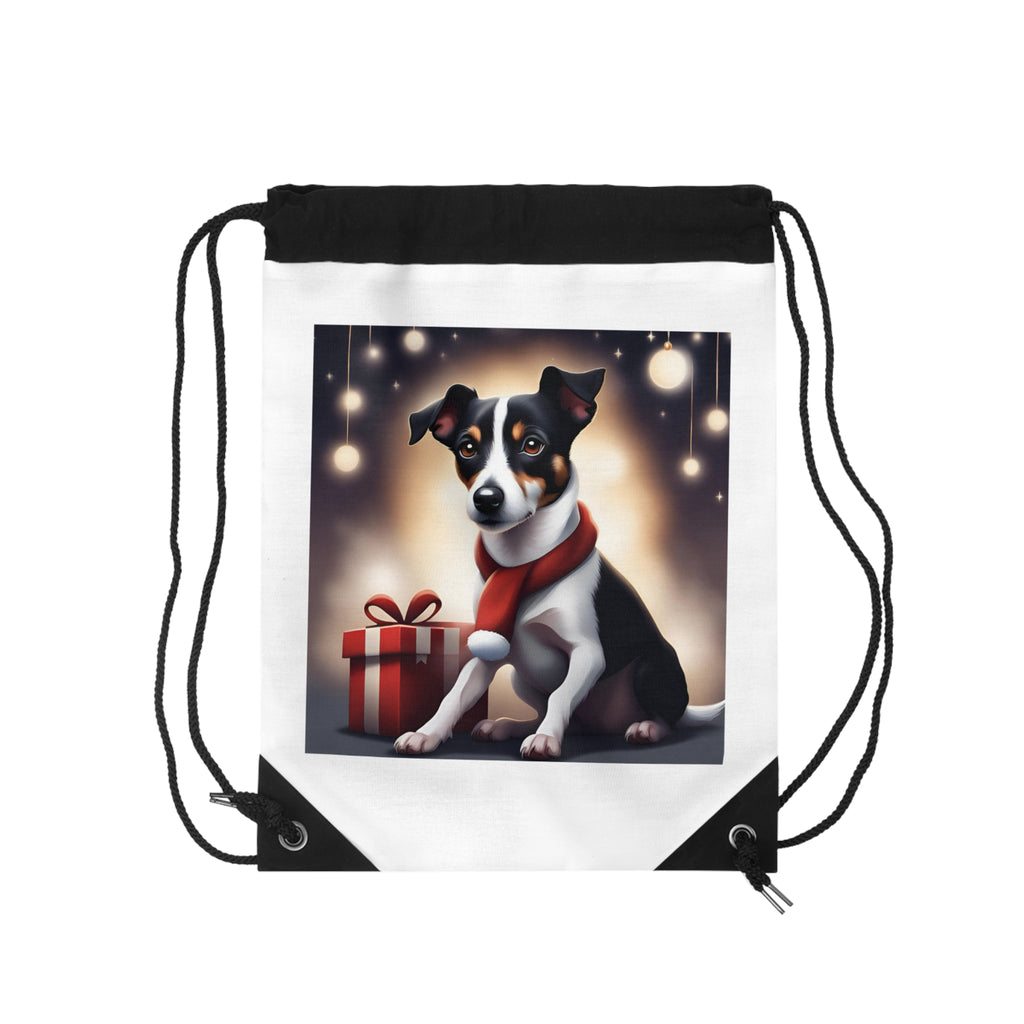 Jack Russell Holiday Drawstring Bag