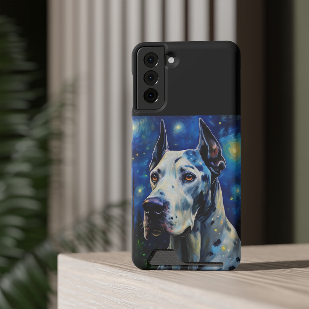 Great Dane Stary Night Phone Case with Card Holder