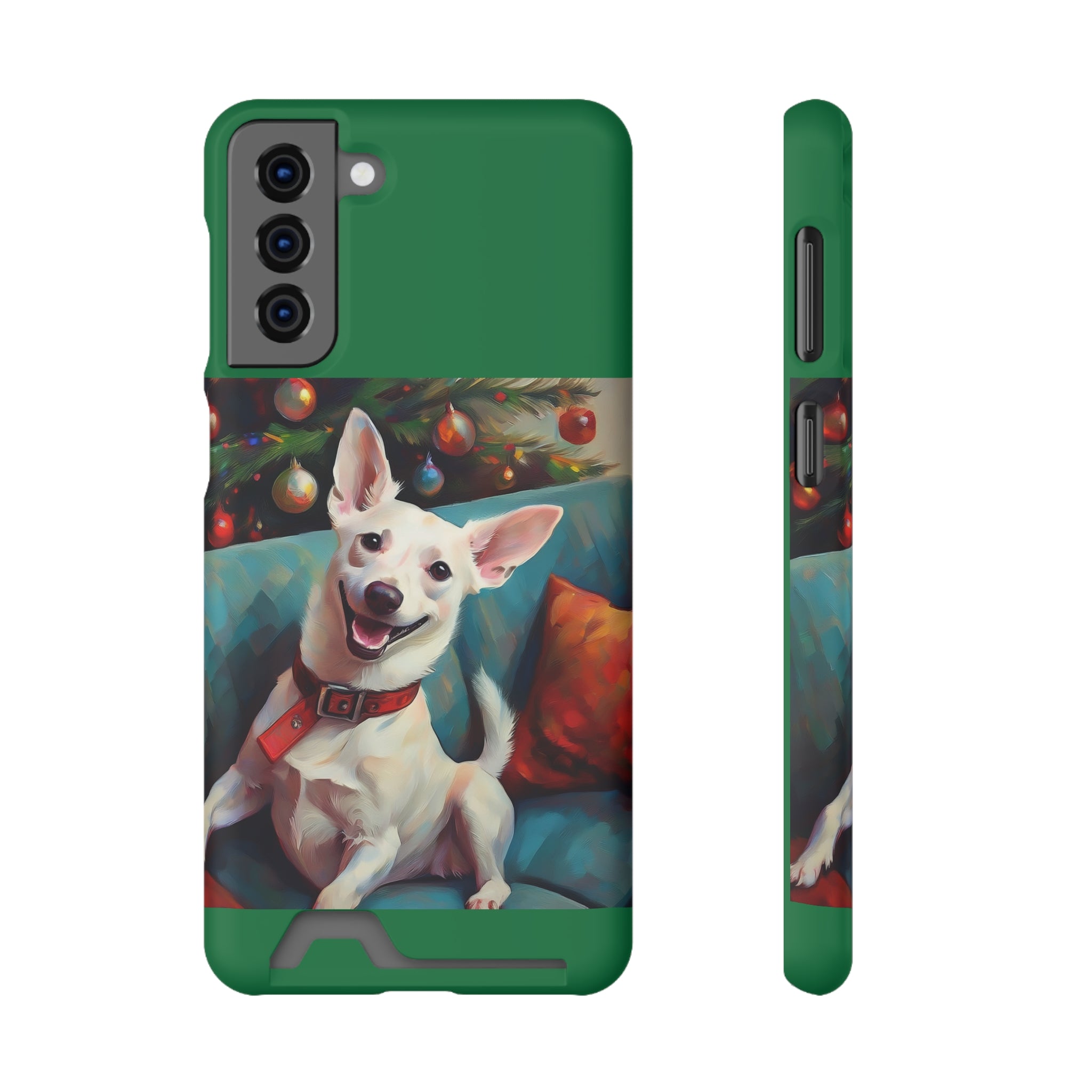 White Corgi Holiday II Phone Case with Card Holder