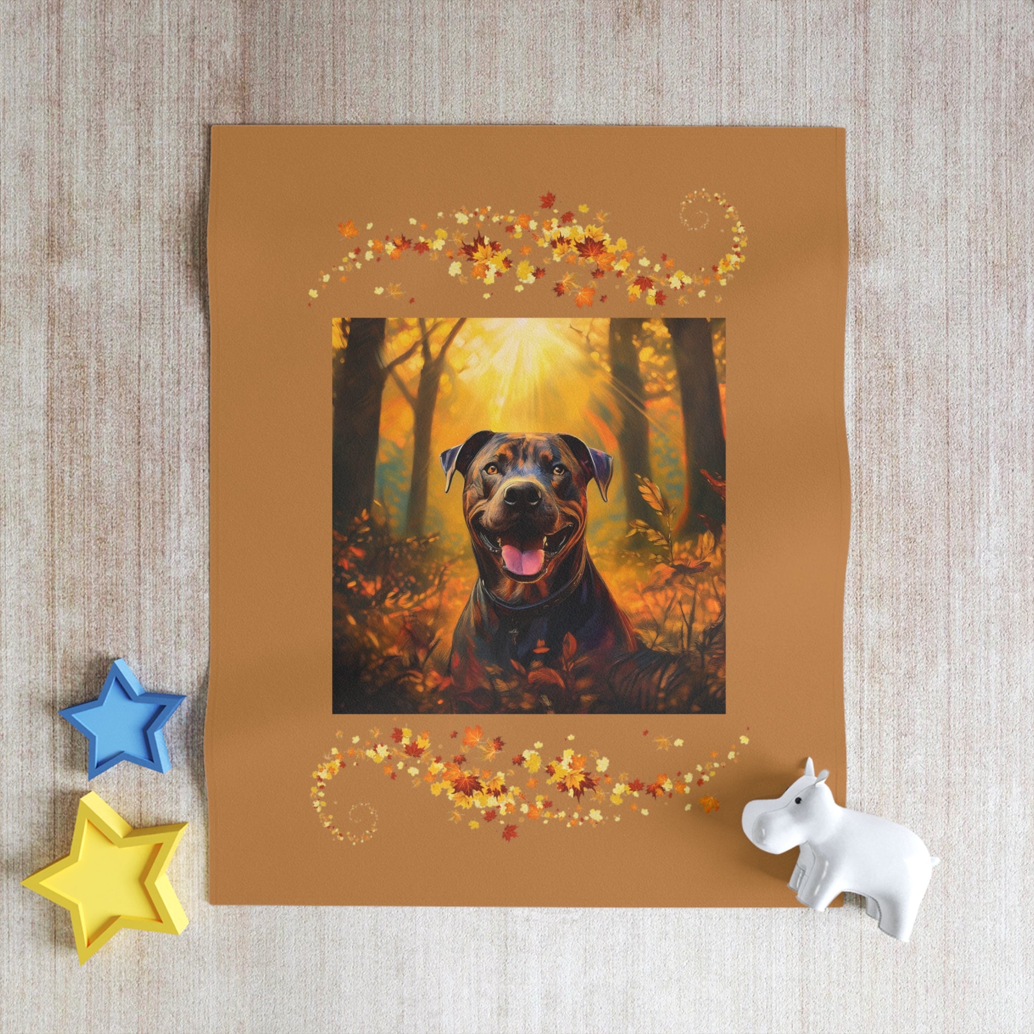 Pit Bull Brindle Autumn Throw Blanket