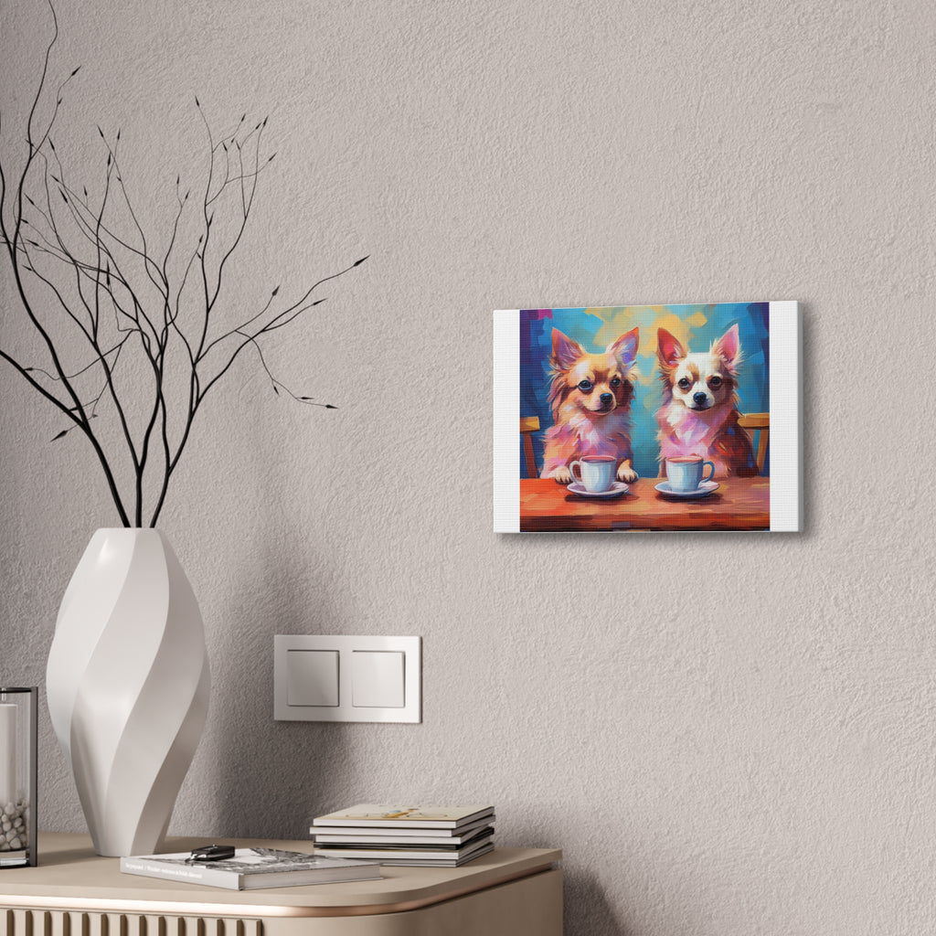 Cafe con Chihuahua Canvas Stretched, 0.75"