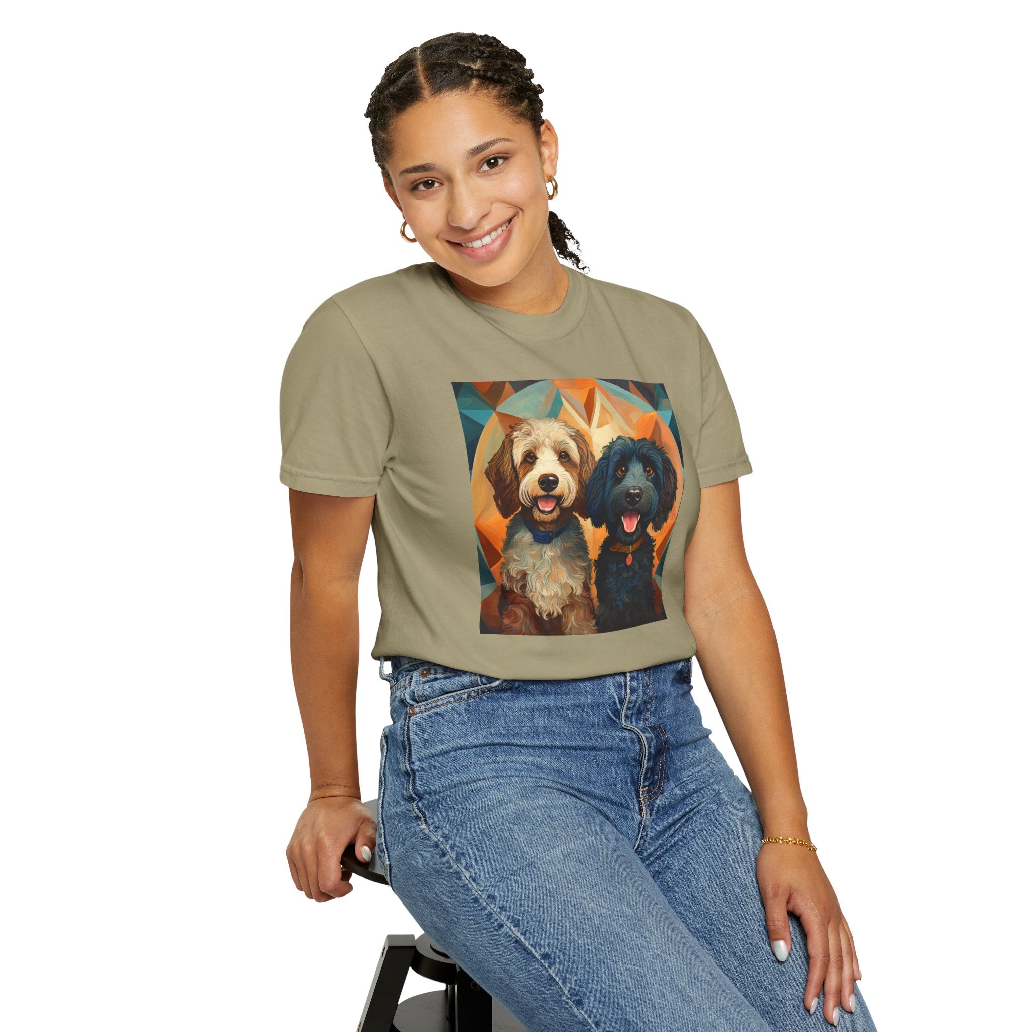 Doodles, Black & Tan Unisex Garment-Dyed T-shirt
