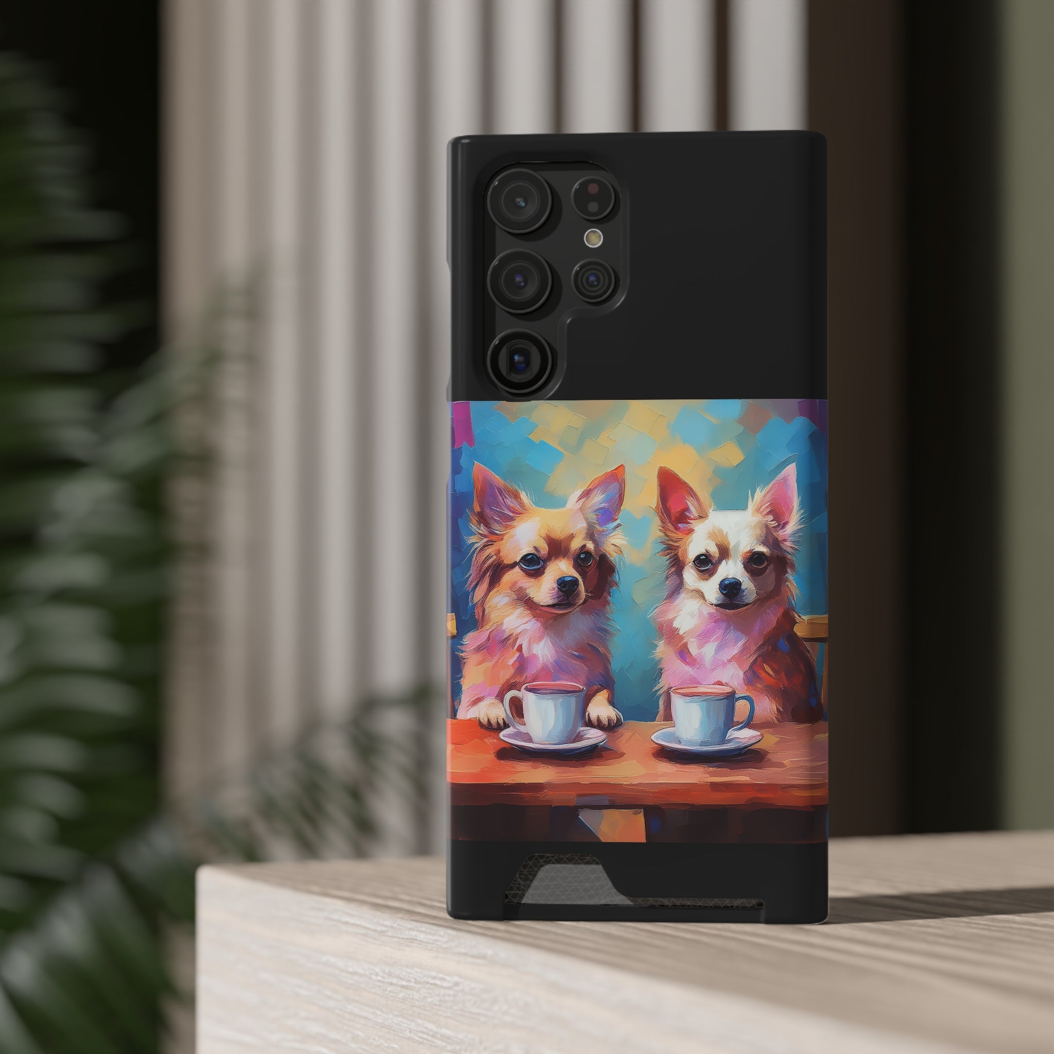 Cafe con Chihuahua Phone Case with Card Holder