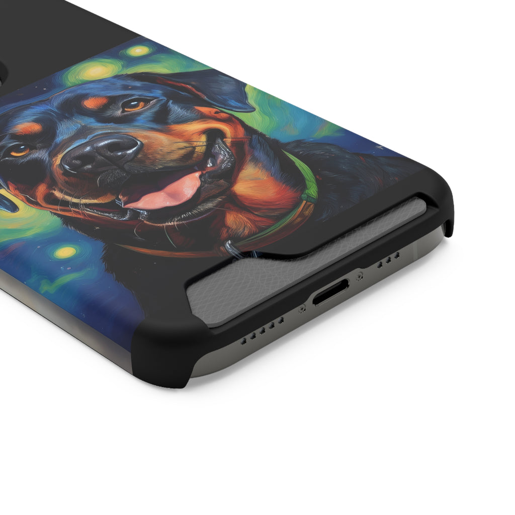 Rottweiler Stary Night Phone Case with Card Holder
