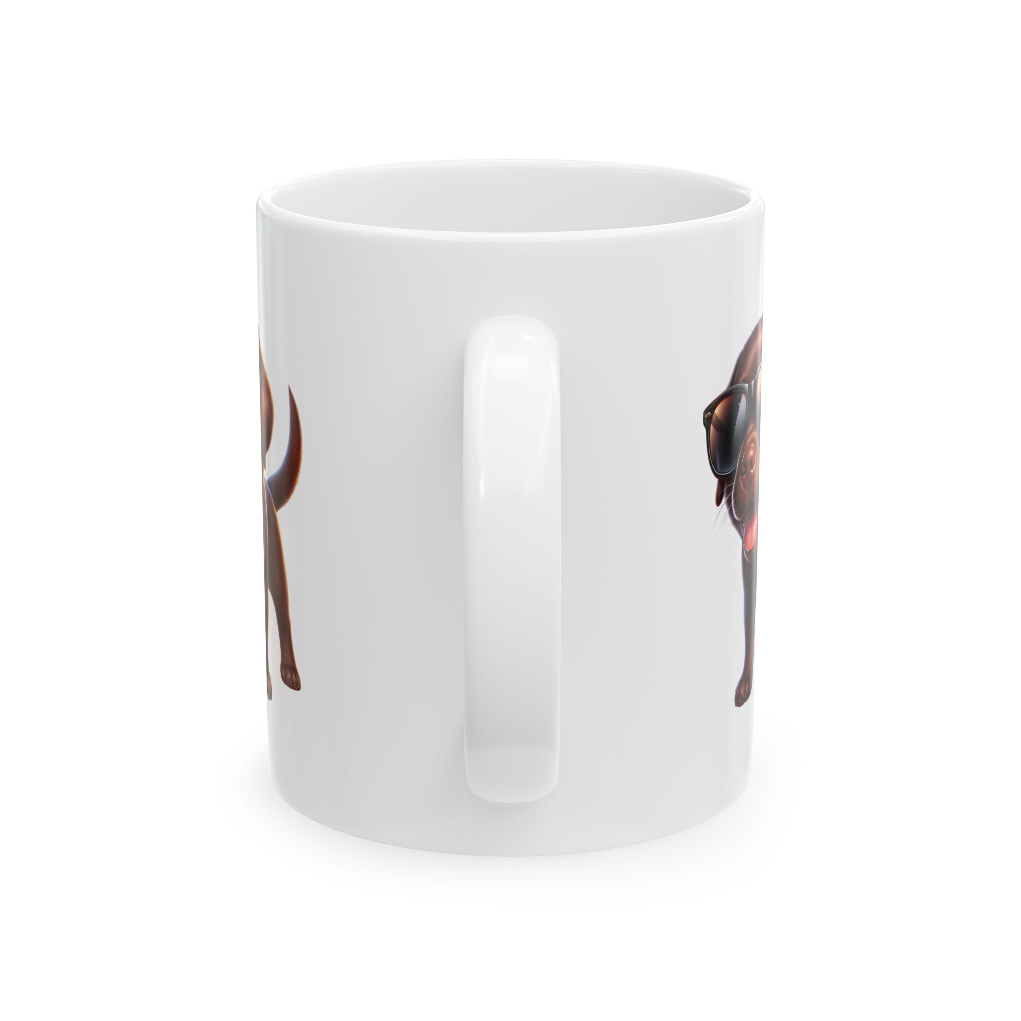 Chocolate Lab w/ sunglasses Ceramic Mug, (11oz, 15oz)
