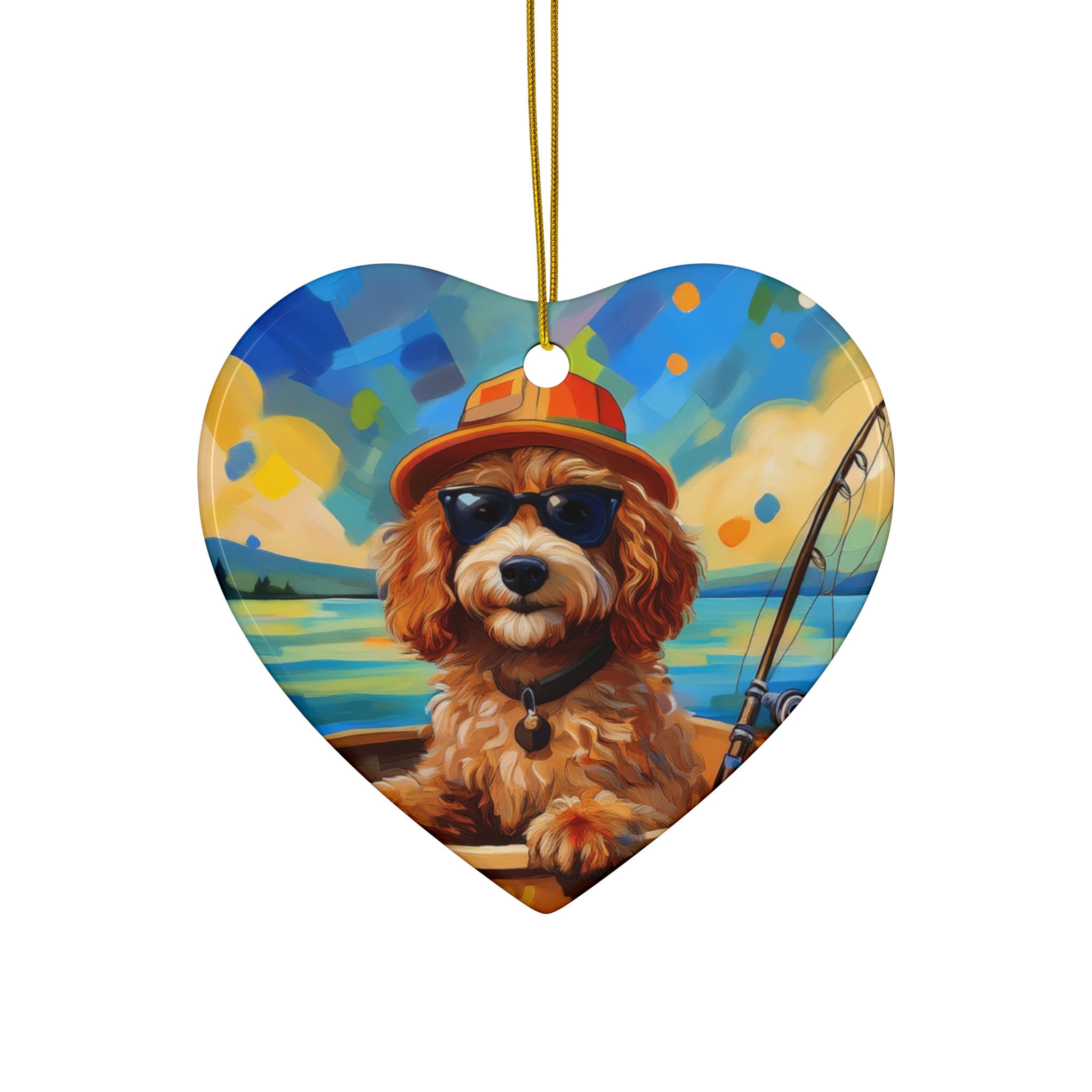 Doodle Fishing Ceramic Ornament