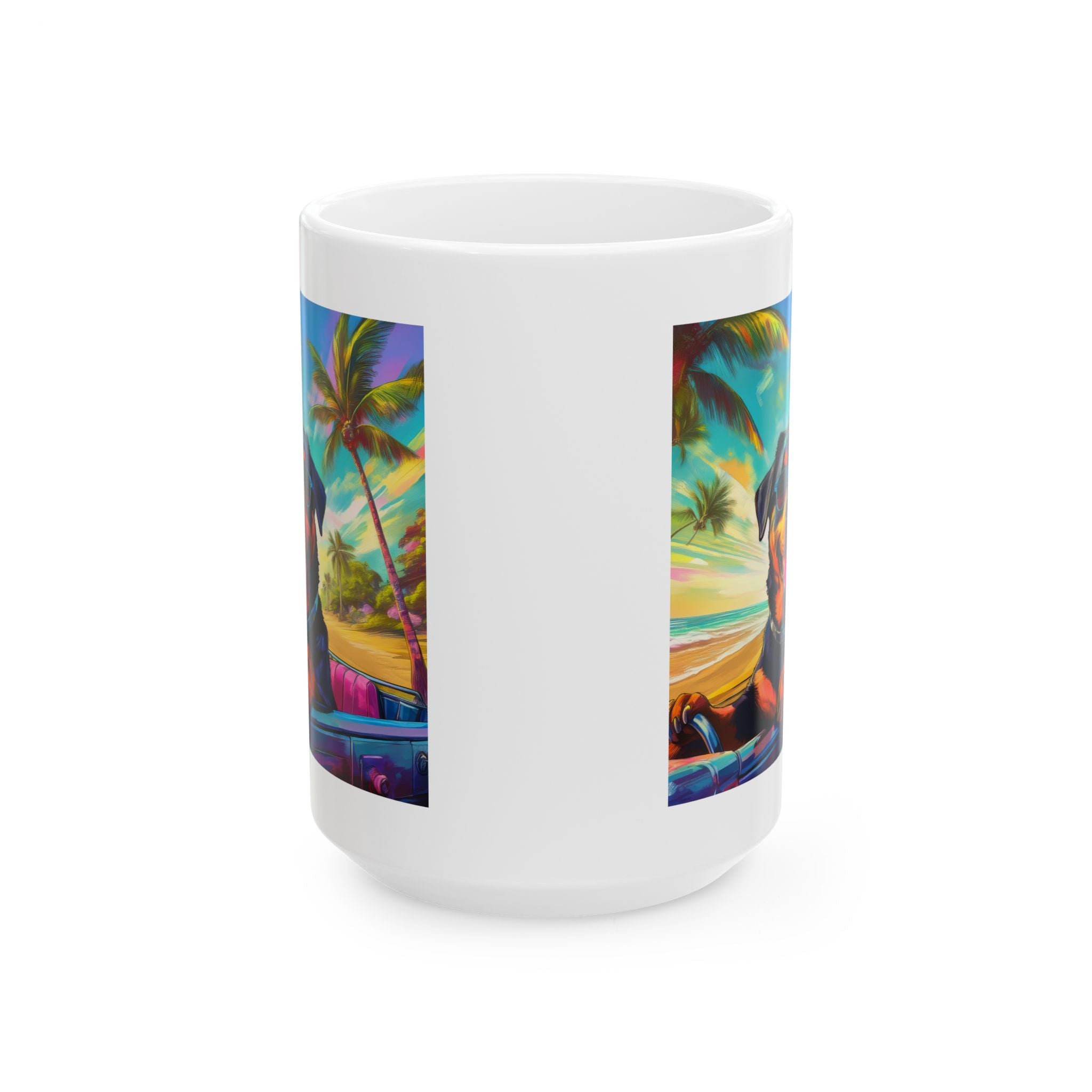 Rottweiler Beach Drive Ceramic Mug, (11oz, 15oz)