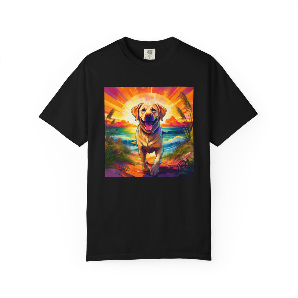 Yellow Lab Sunset Beach Unisex Garment-Dyed T-shirt