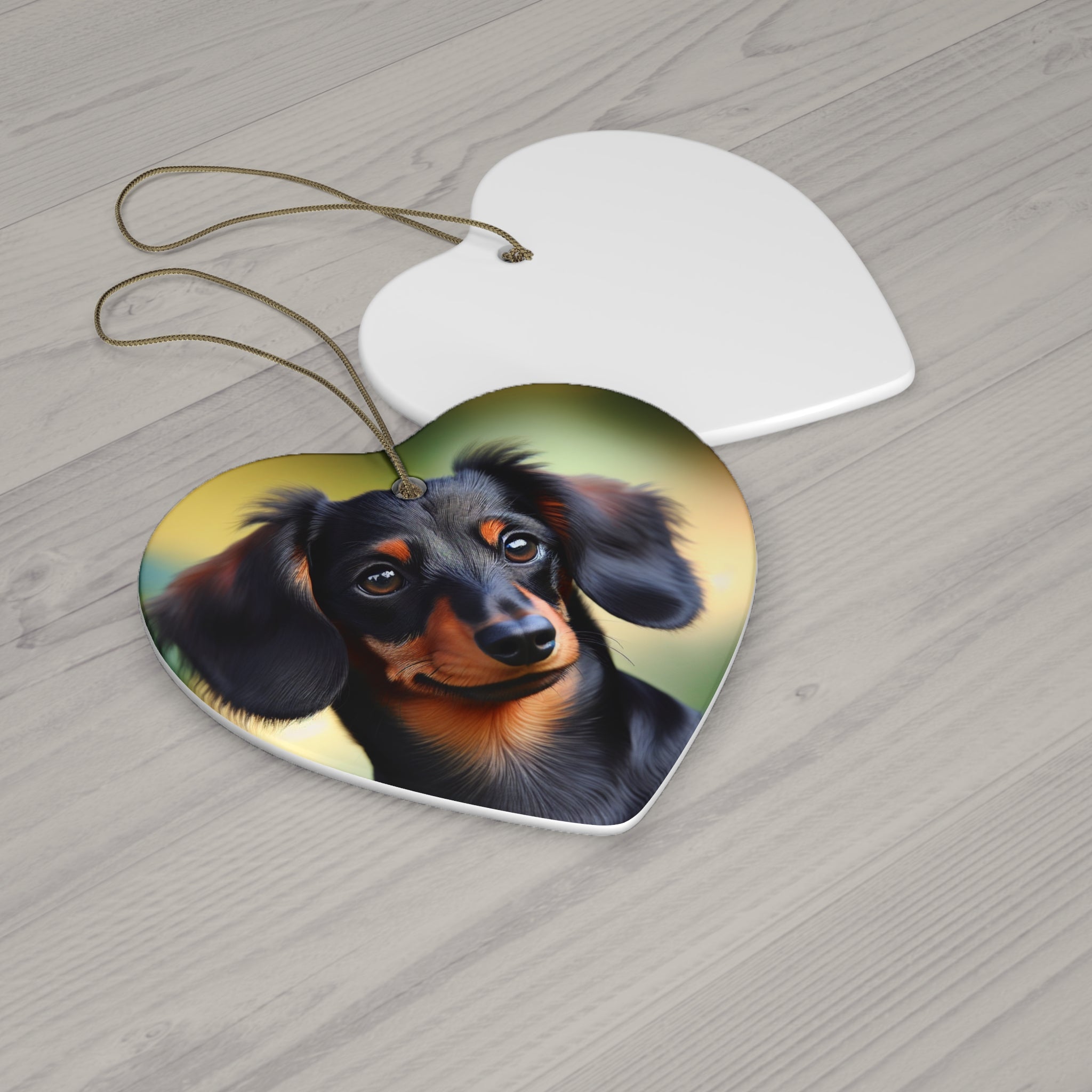Black/Brown Dachshund Ceramic Ornament