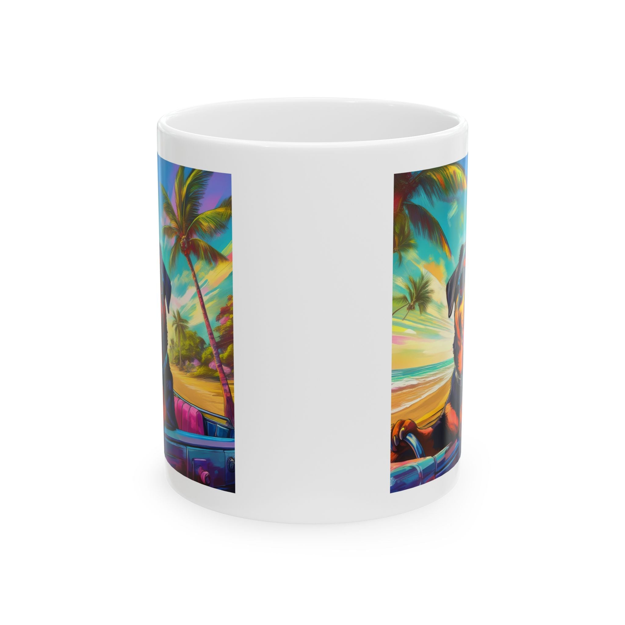 Rottweiler Beach Drive Ceramic Mug, (11oz, 15oz)