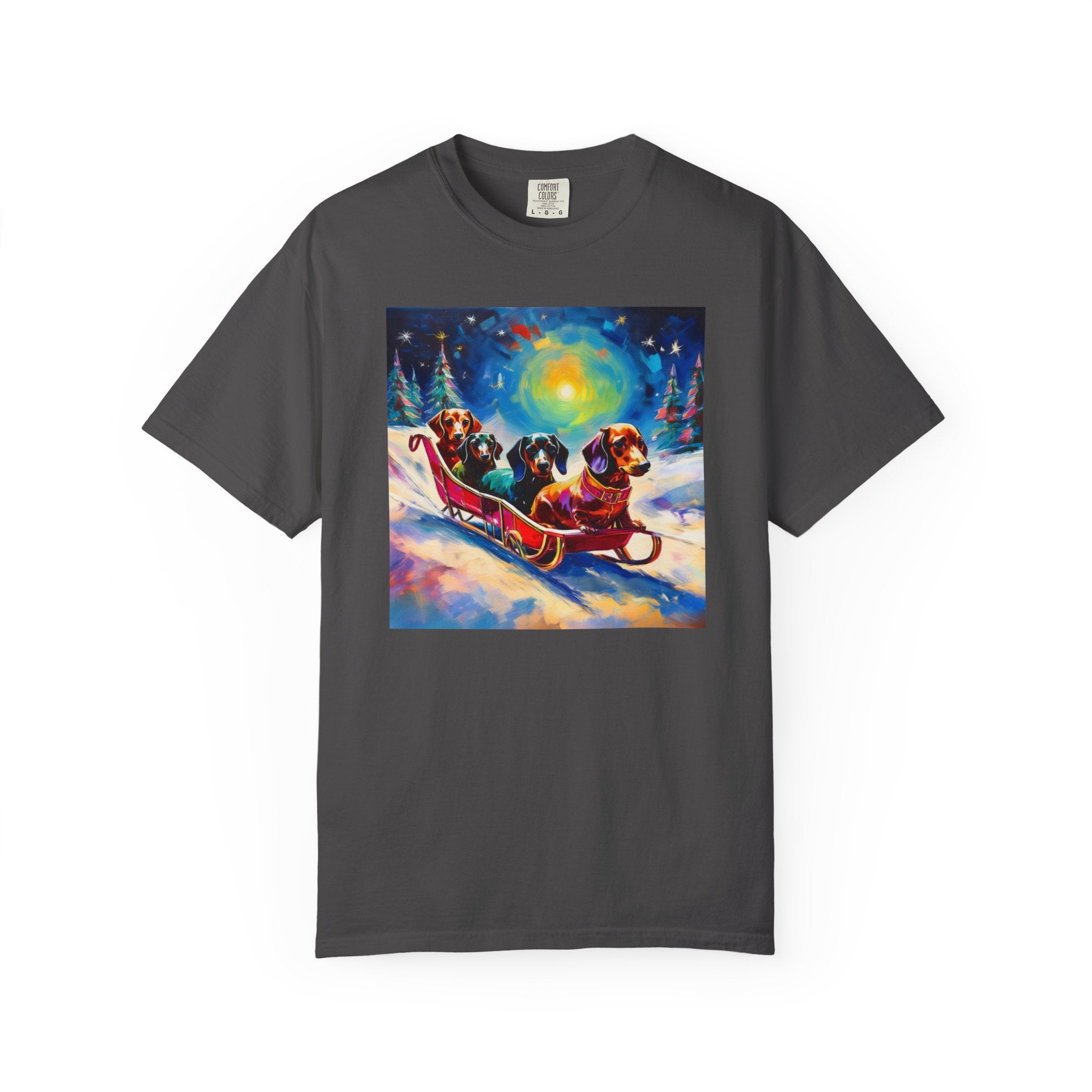 Dachshund Night Sleighride Unisex Garment-Dyed T-shirt