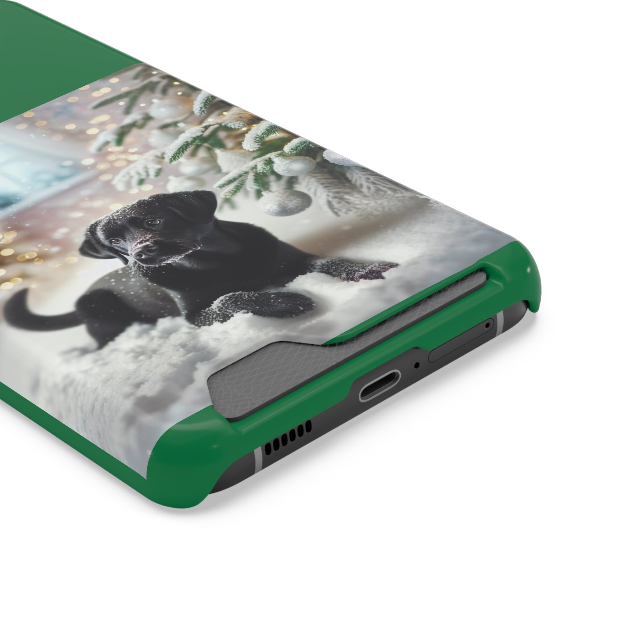Black Lab Holiday Phone Case with Card Holder