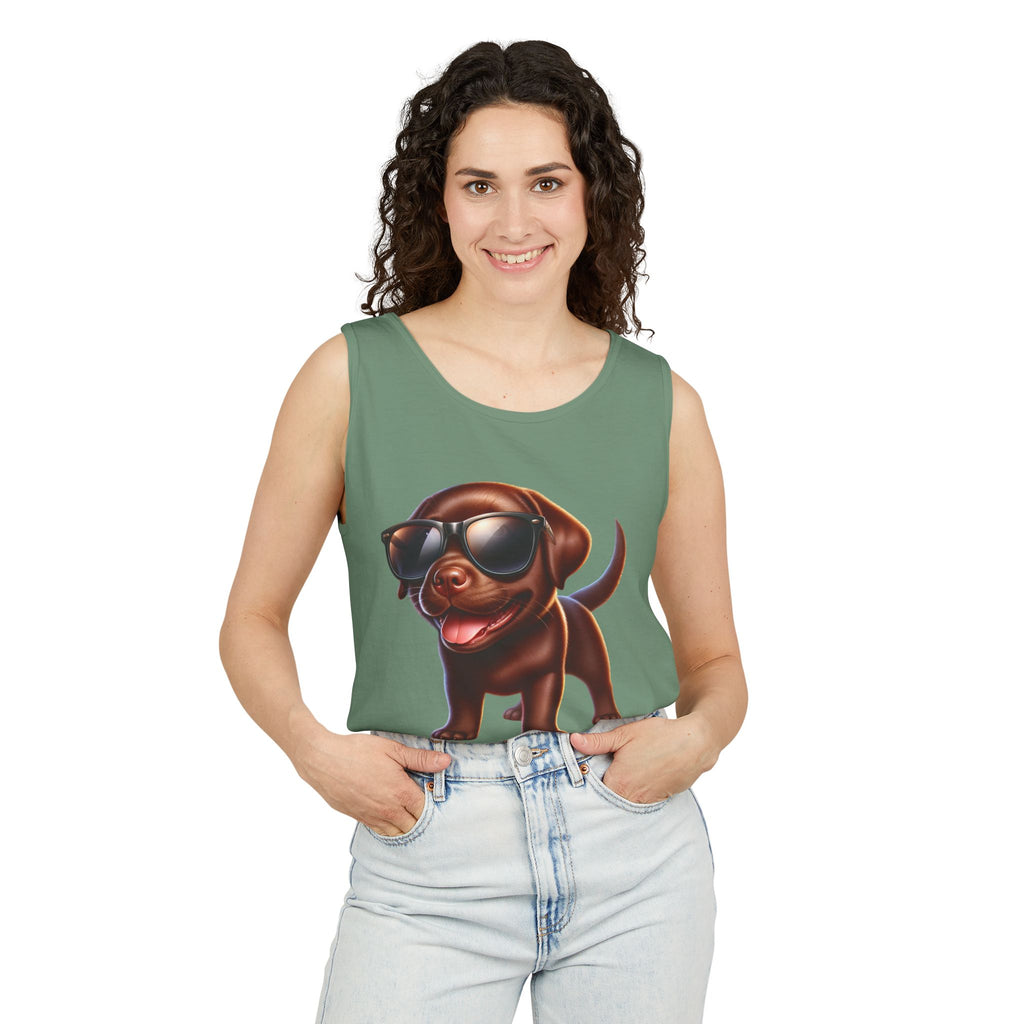 Chocolate Lab w/ sunglasses Unisex Tank Top